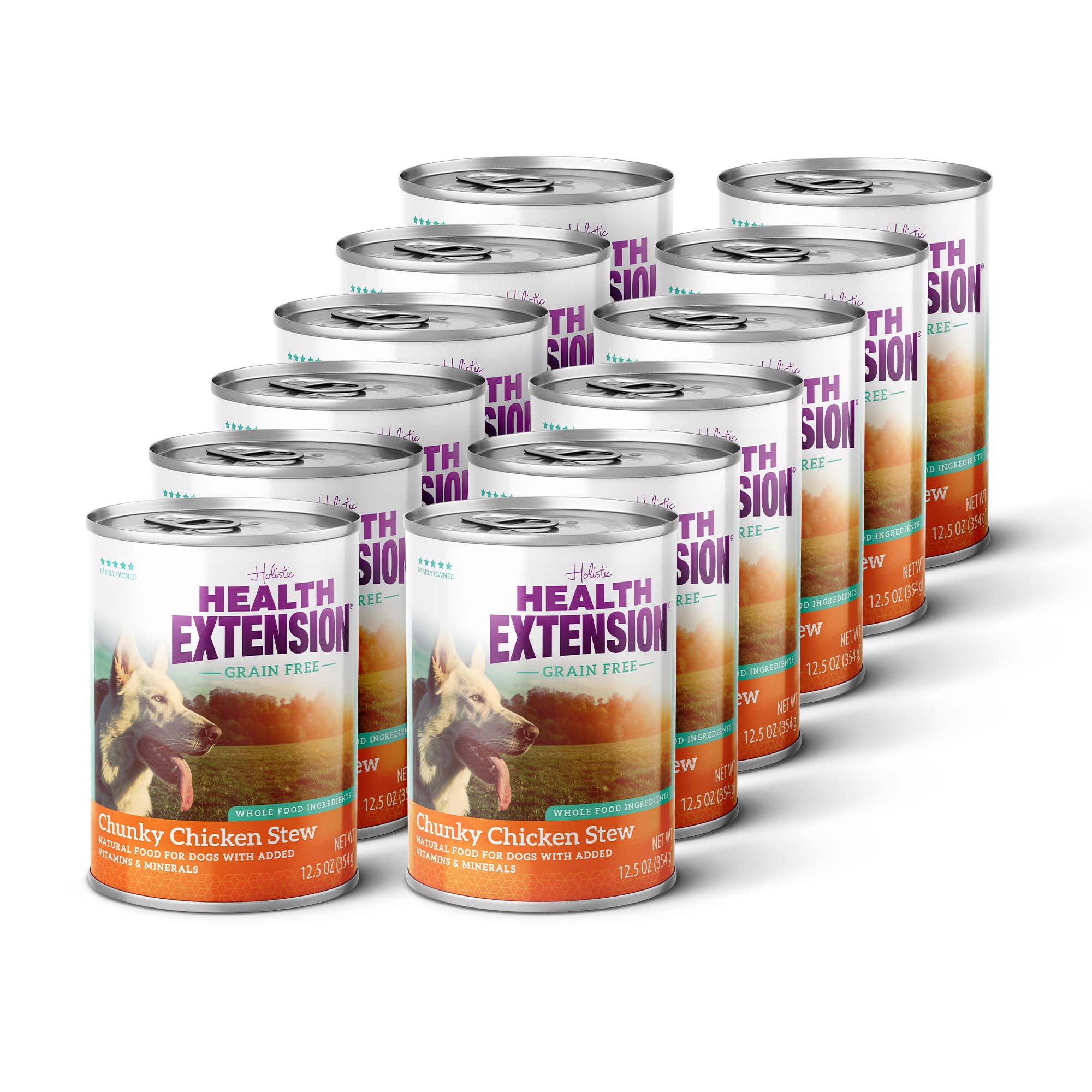 Health Extension Chunky Chicken Stew Grain-Free Wet Dog Food, 12.5 oz - Protein-Rich Recipe, Hydration Support, Ideal for All Br
