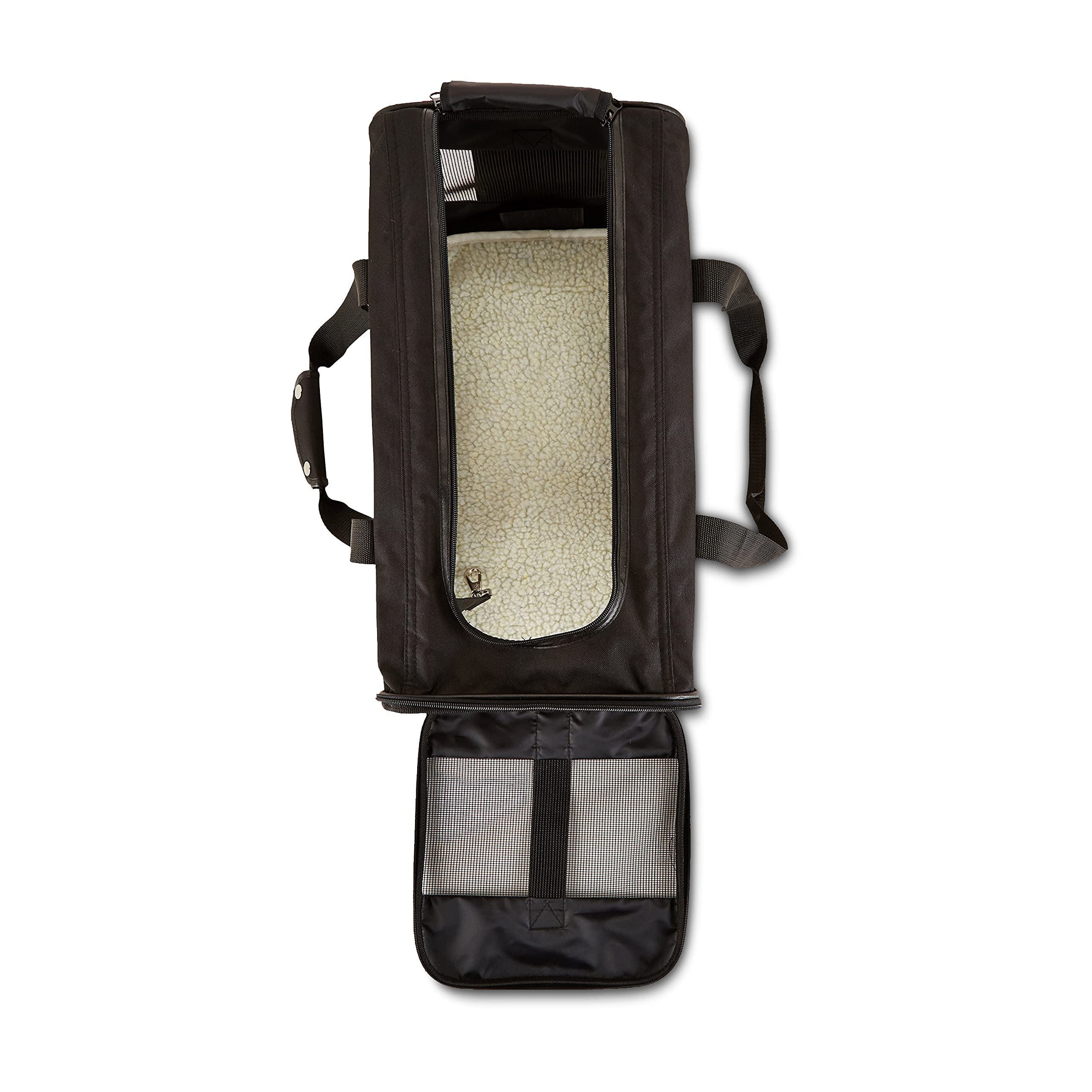 Amazon Basics Soft-Sided Mesh Pet Travel Carrier For Dog, Cat, Up To 22 Pounds, 19.7'' L X 12'' W X 12'' H, Black