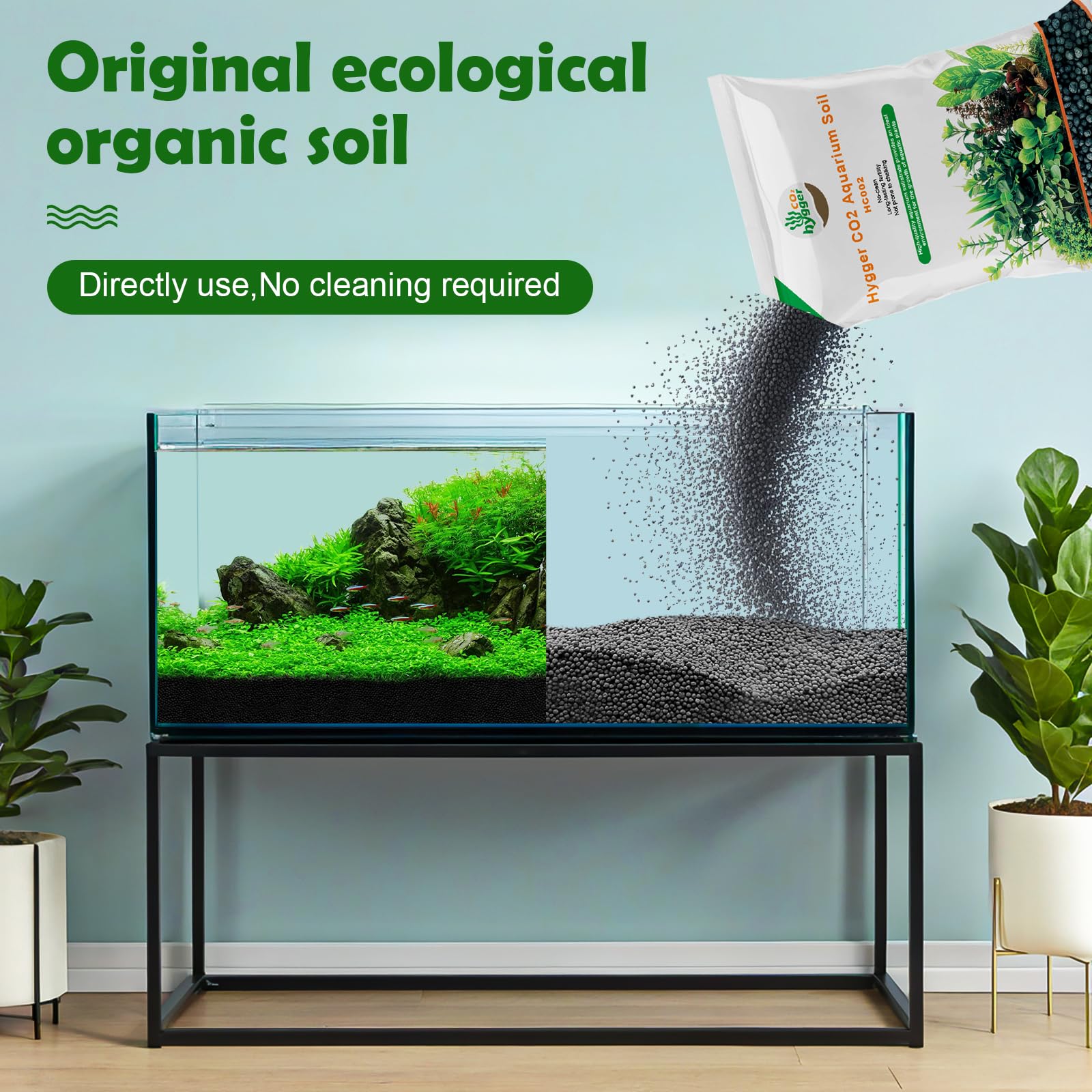 Hygger CO2 Aquarium Soil Water Grass Mud Fish Tank Aquascaping Aquarium Substrate Soil for Plants and Shrimps,No Need to Wash an