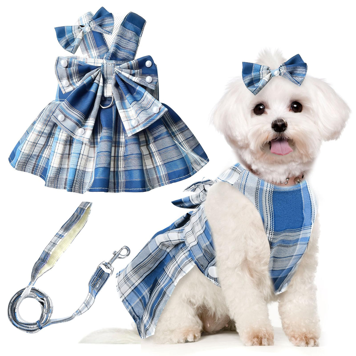 white christmas dresses Petcare Cute Dog Dress Clothes For Small Dogs Cats Girl Female Blue Pl –  Petocart