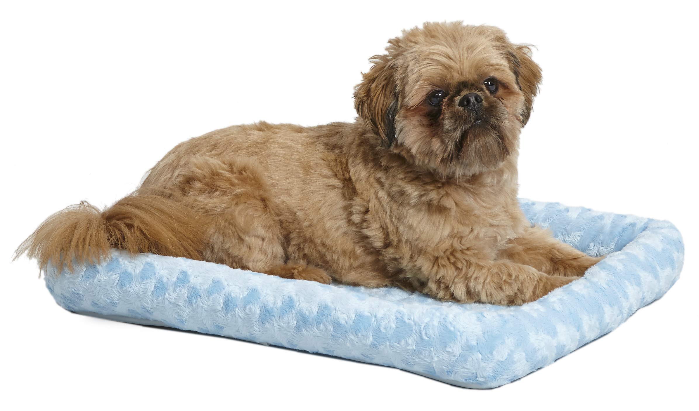 Midwest Homes For Pets Bolster Dog Bed 24L-Inch Blue Dog Bed Or Cat Bed W/ Comfortable Bolster | Ideal For 'Small' Dog Breeds & Fits A 24-Inch Dog Crate | Easy Maintenance Machine Wash & Dry