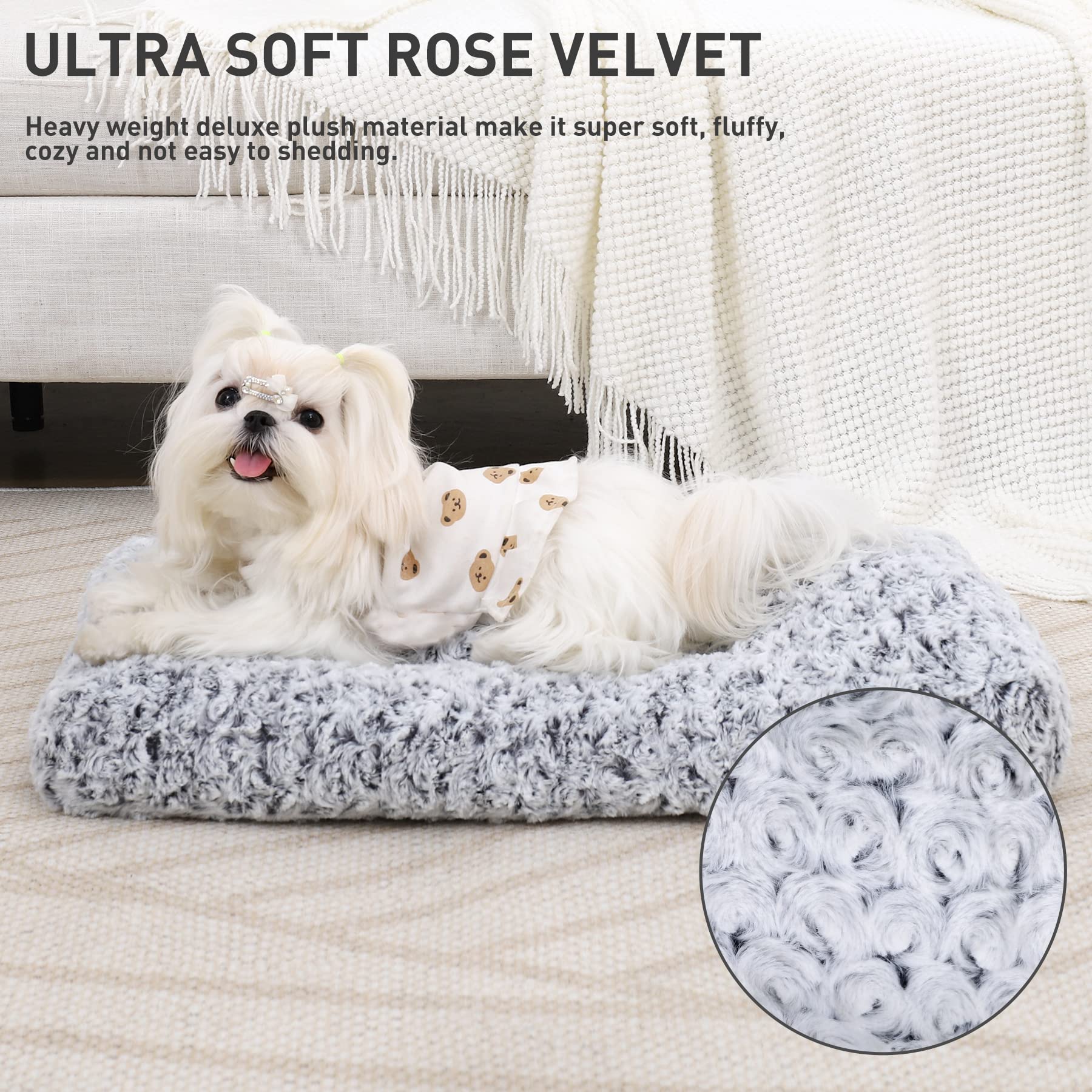 Washable Dog Bed Deluxe Plush Dog Crate Beds Fulffy Comfy Kennel Pad Anti-Slip Pet Sleeping Mat For Large, Jumbo, Medium, Small