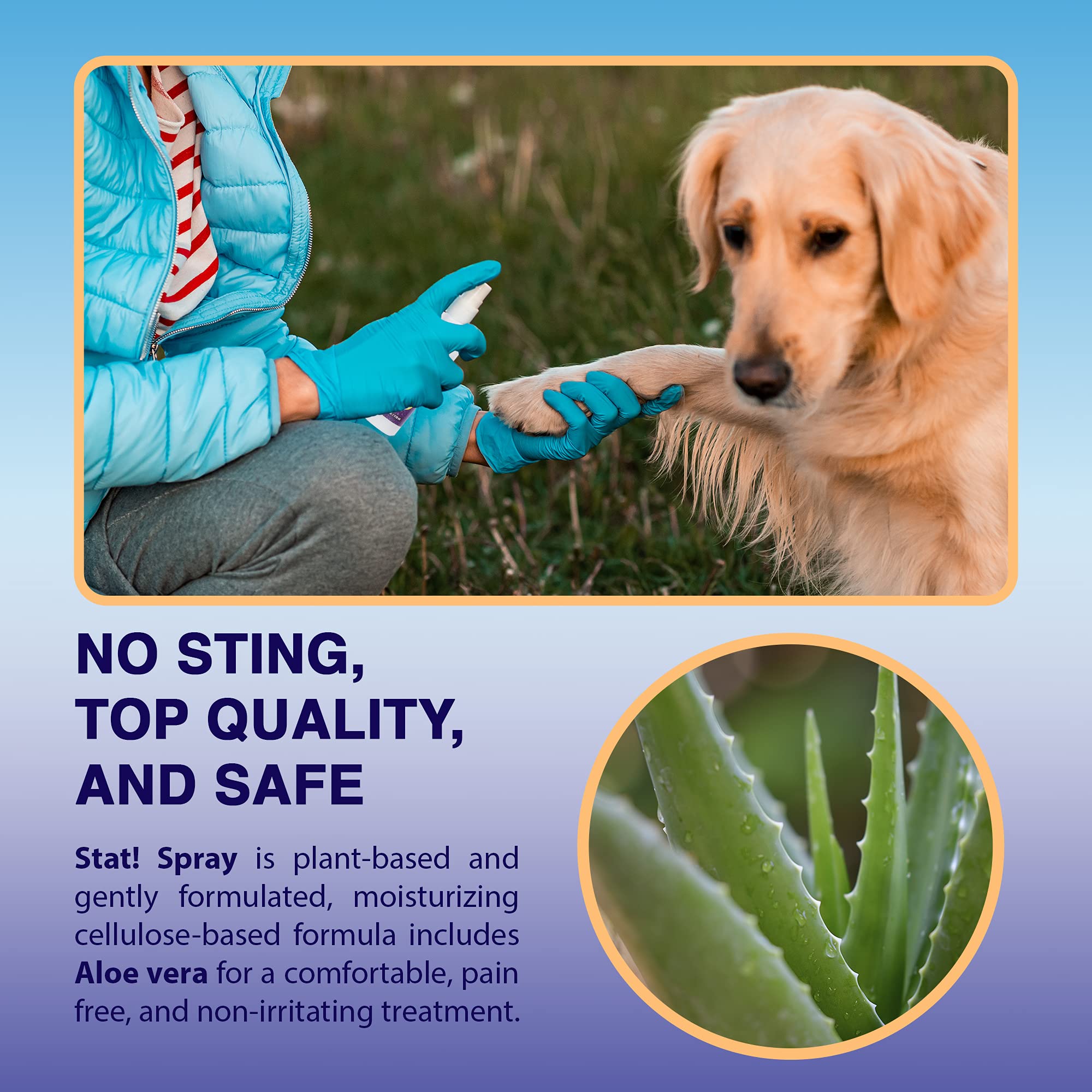Stat! Spray Pet Wound & Skin Care  First-Aid Treatment for Dogs, Cats, Horses  Natural Plant Based Ingredients  Speeds Healing o