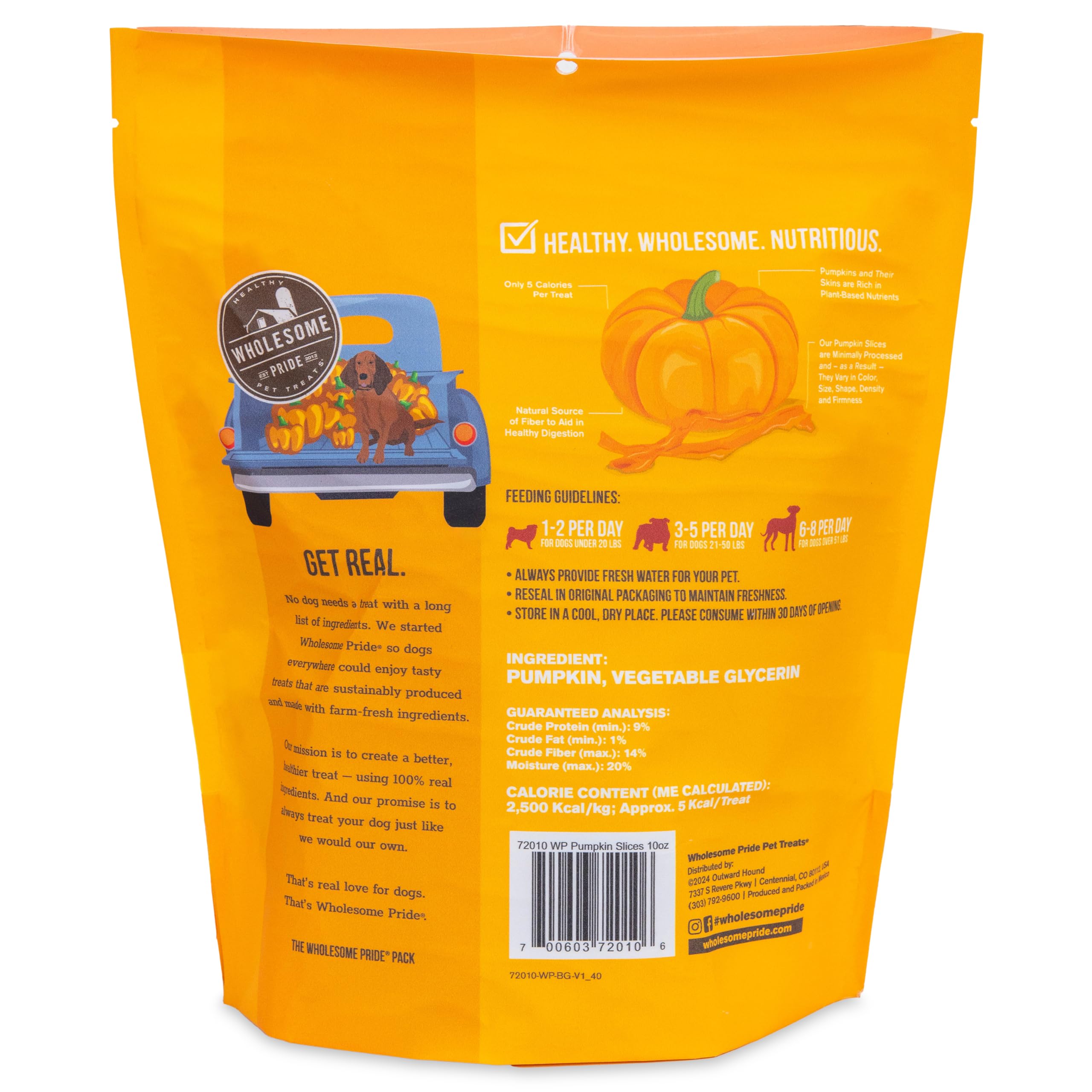 Wholesome Pride Pumpkin Slices 100% All-Natural Limited Ingredient Dehydrated Dog Treats, 10 oz