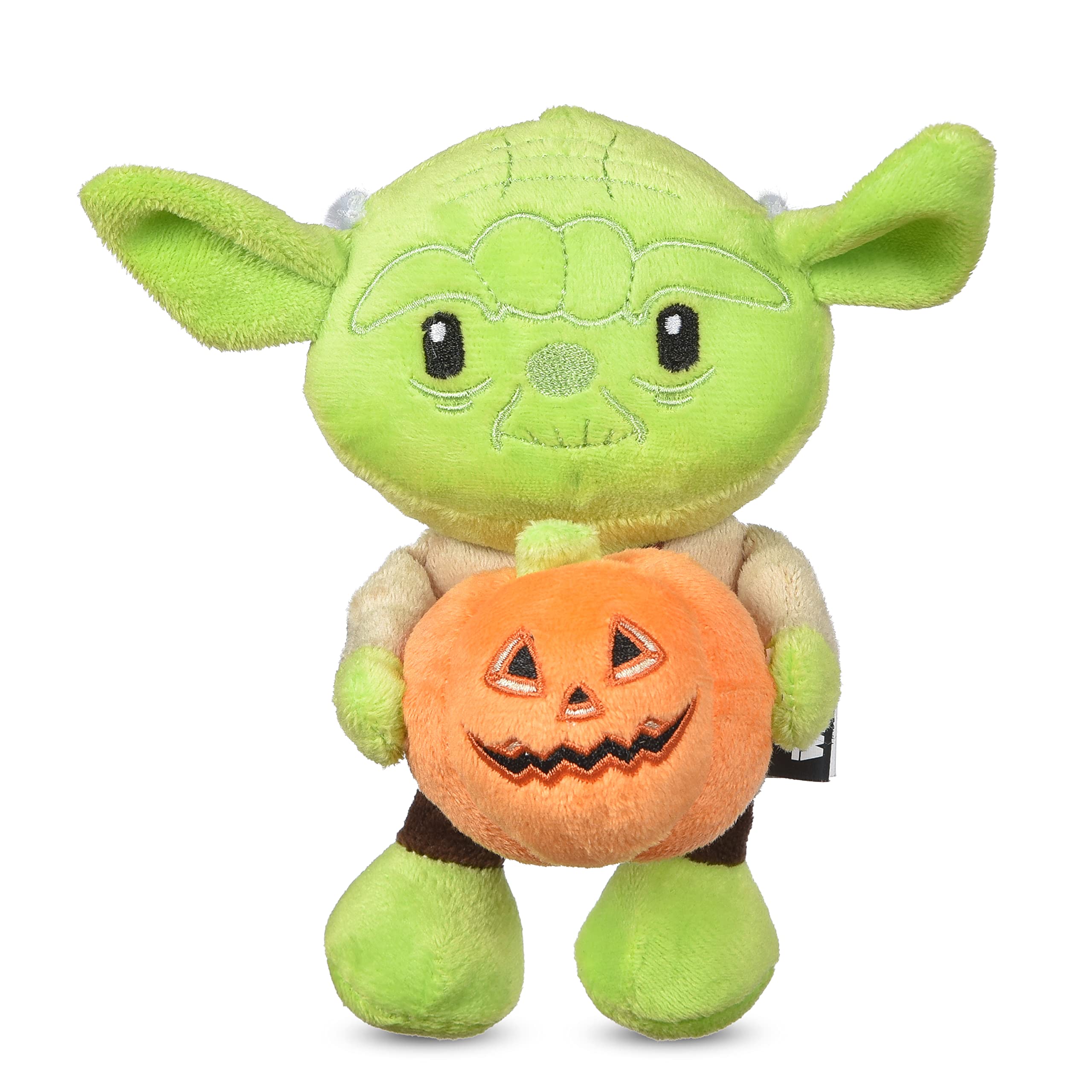 STAR WARS Halloween Yoda Pumpkin Plush Squeaky Dog Toy - A Chewy Pet Stuffed Animal for Small & Medium Breeds, Fun Gift & Hallow