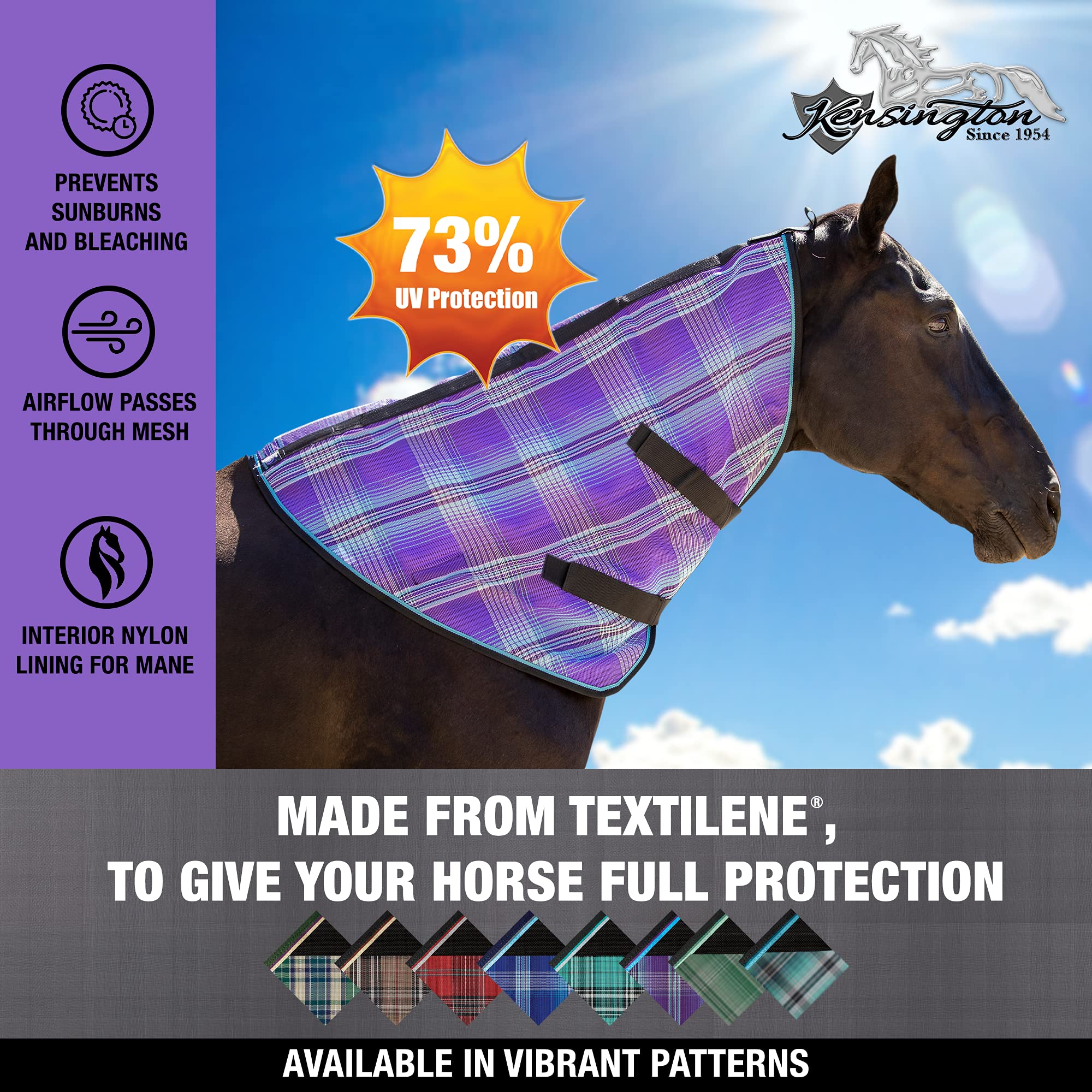 Kensington Protective Products Signature Textilene Nylon-Lined Neck Piece, Small, Lavender Mint Plaid
