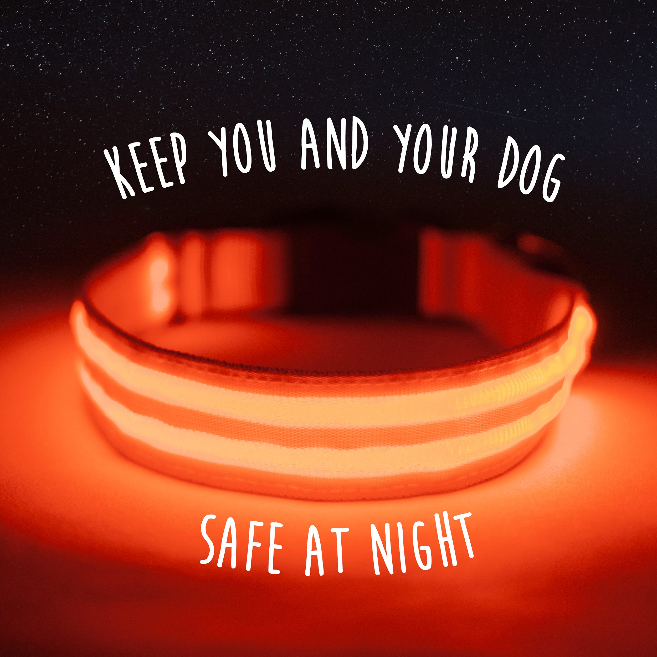 Mighty Paw Led Dog Collar - Usb Led Rechargeable - Usb Rechargeable Light - High Visibility Glow Strips - Glow Pet Feature - Wea