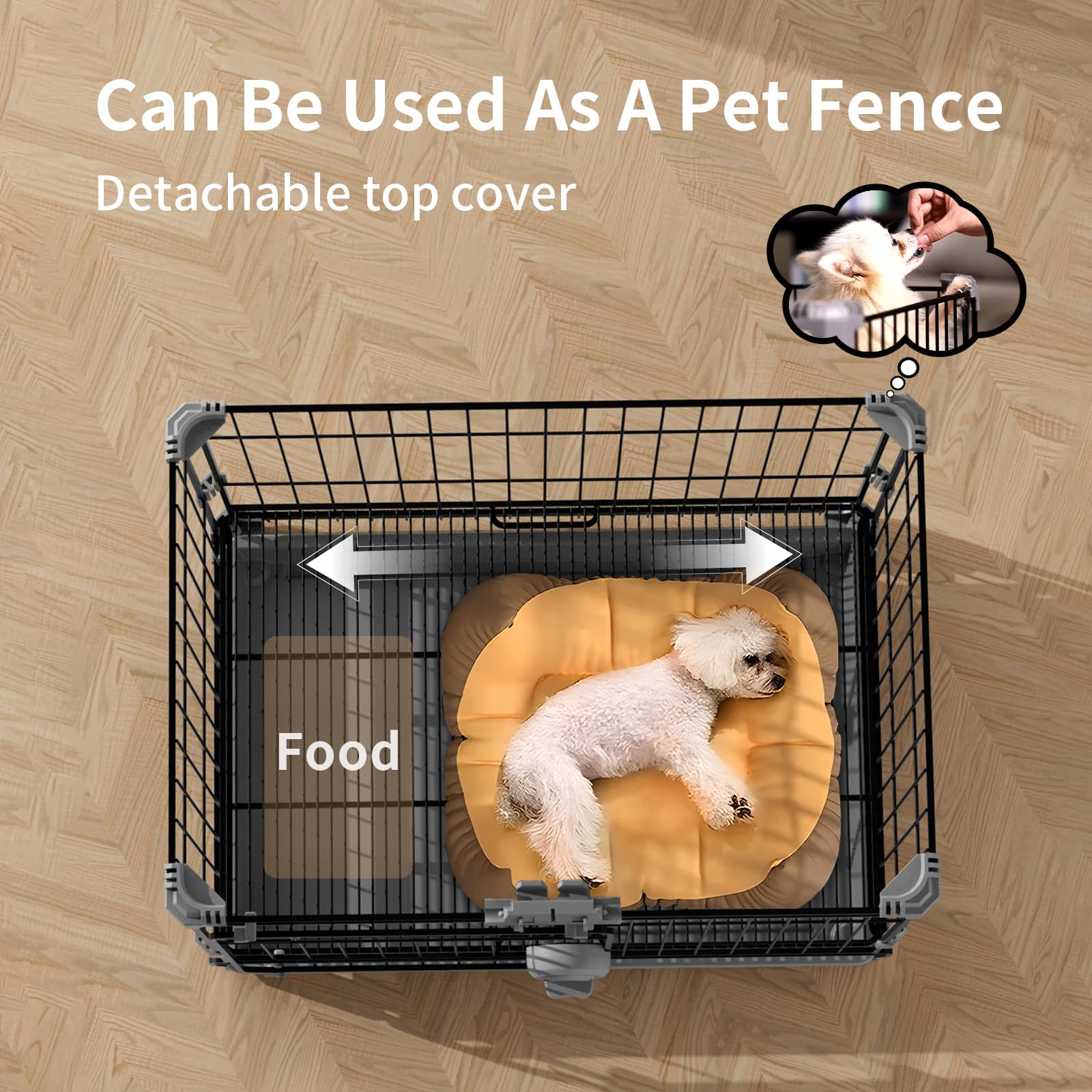 Flaruziy Dog Crate For Small Dogs Under 25Lbs,24 Inch Black Thick Metal Dog Kennel Indoor Wire Cage With Double Door And Removab