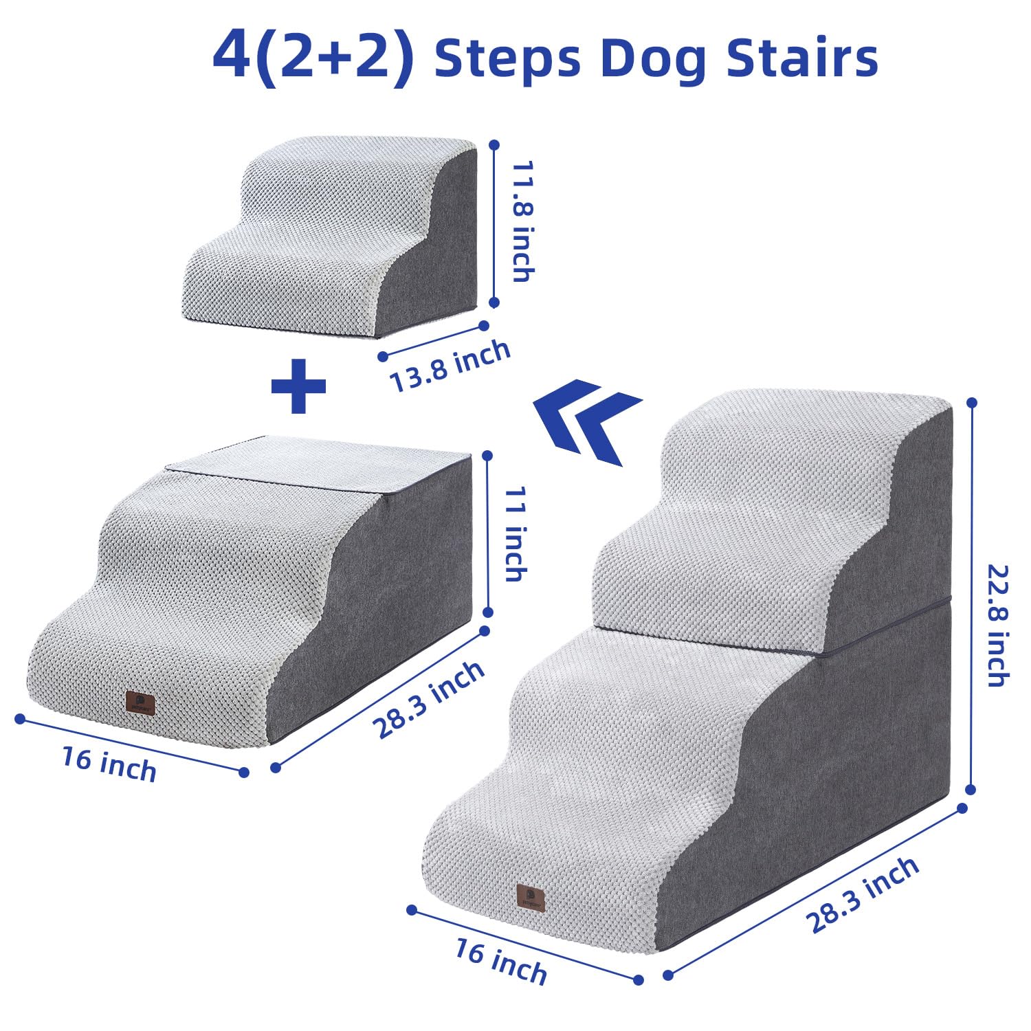 Pettycare Dog Stairs Ramp For High Beds And Couch,Curved Dog Steps For Small Pets, Pet Stairs Non-Slip Balanced Portable Puppy R