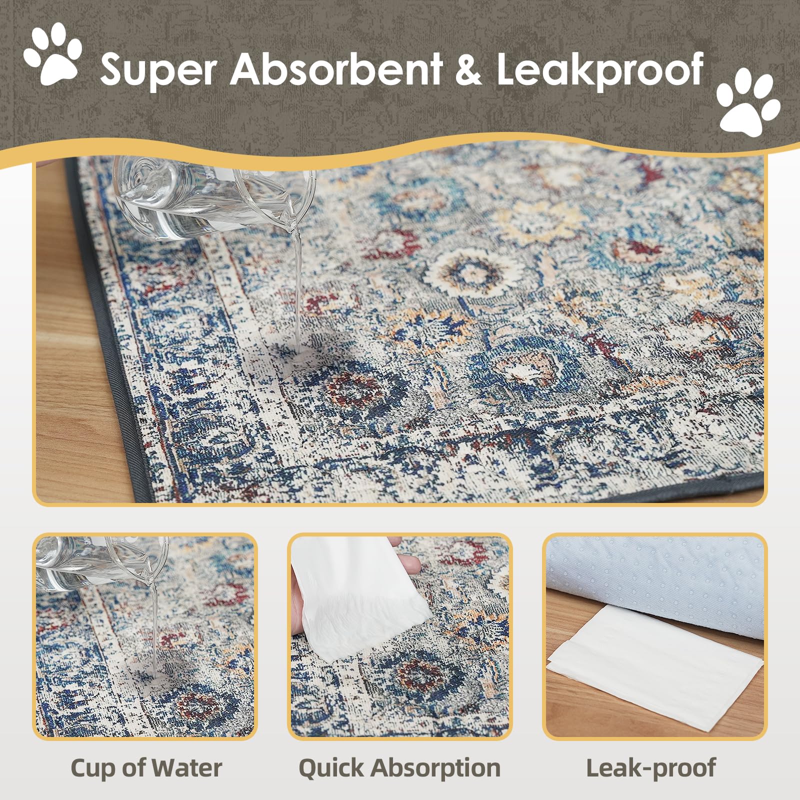 SCLOSE Washable Pee Pads for Dogs Large, 2 Pack, 48 x 48 Reusable Puppy Training Mat, Super Absorbent, Leakproof, Waterproof Pla