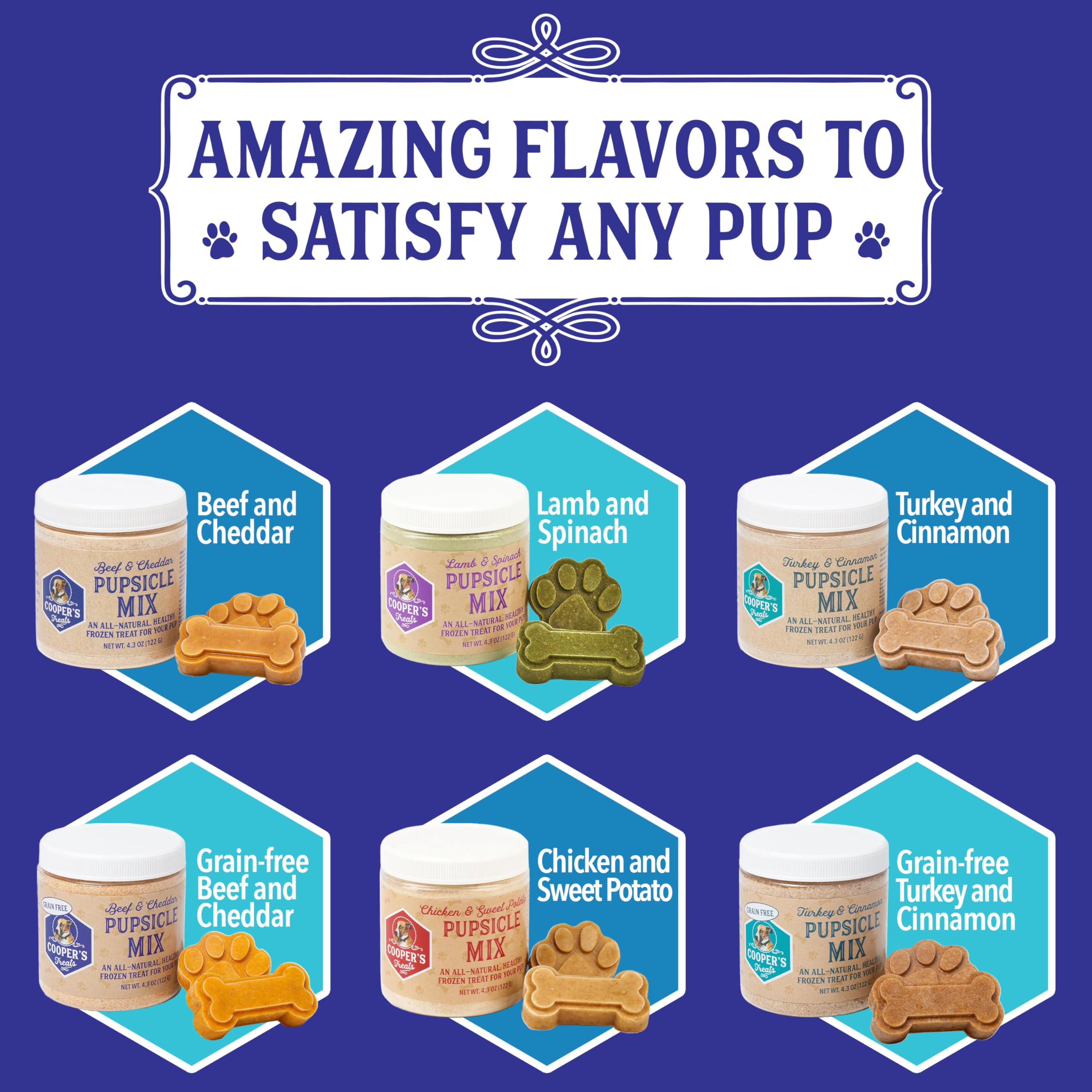 Cooper's Treats Pupsicle Mix - Make Your Own Dog Treats - 4.3oz Beef & Cheddar, Pup Ice Cream Kit