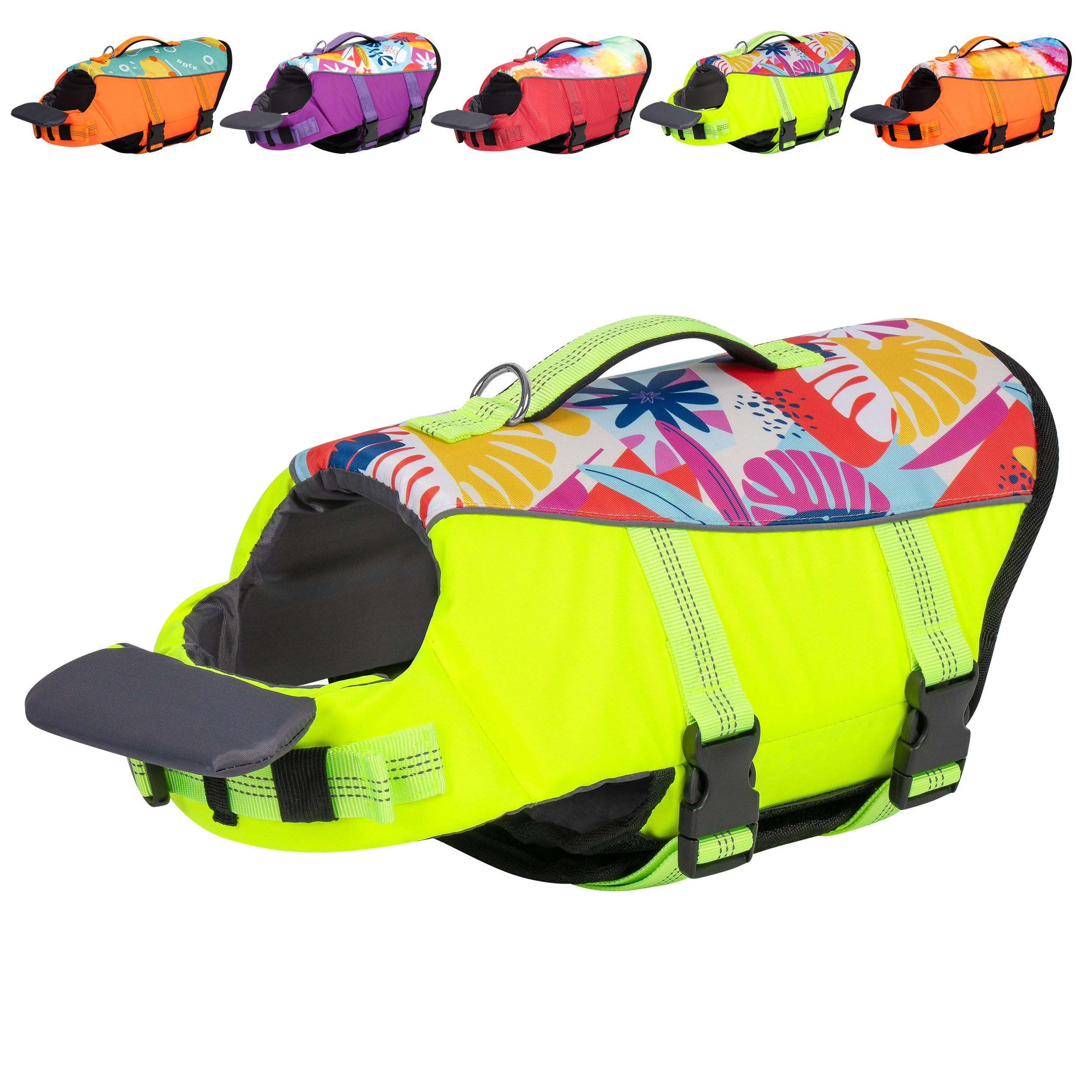 Cyeollo Dog Life Jacket Reflective Printed Dog Life Vest For Swimming Boating, High Buoyancy Pet Safety Vest Lightweight Small M