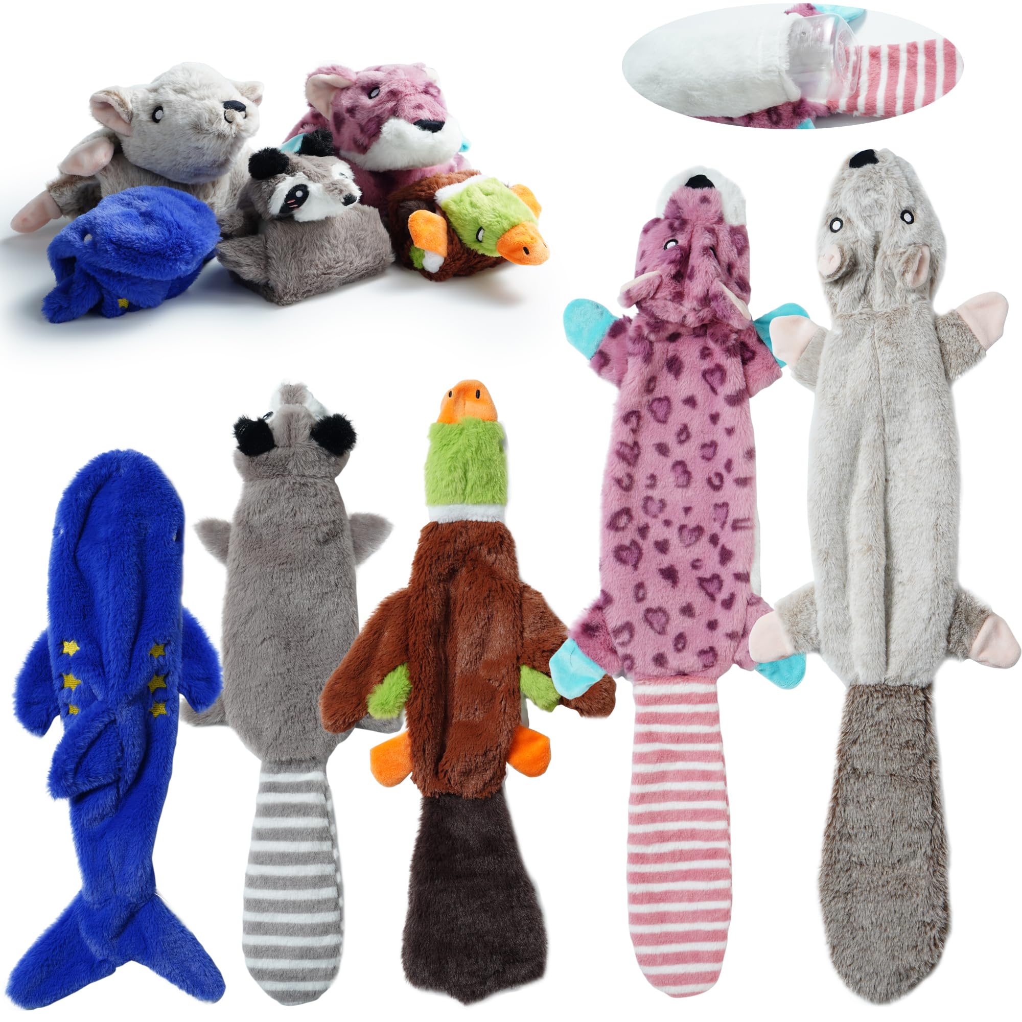 Nocciola 2-In-1 No Stuffing Crinkle Dog Toys With Soft And Durable Fabric, Holds Water Bottles, 2 Extra Long & 3 Regular Size Stuffless Dog Toys, Squeaky Dog Toys For Small To Large Dog