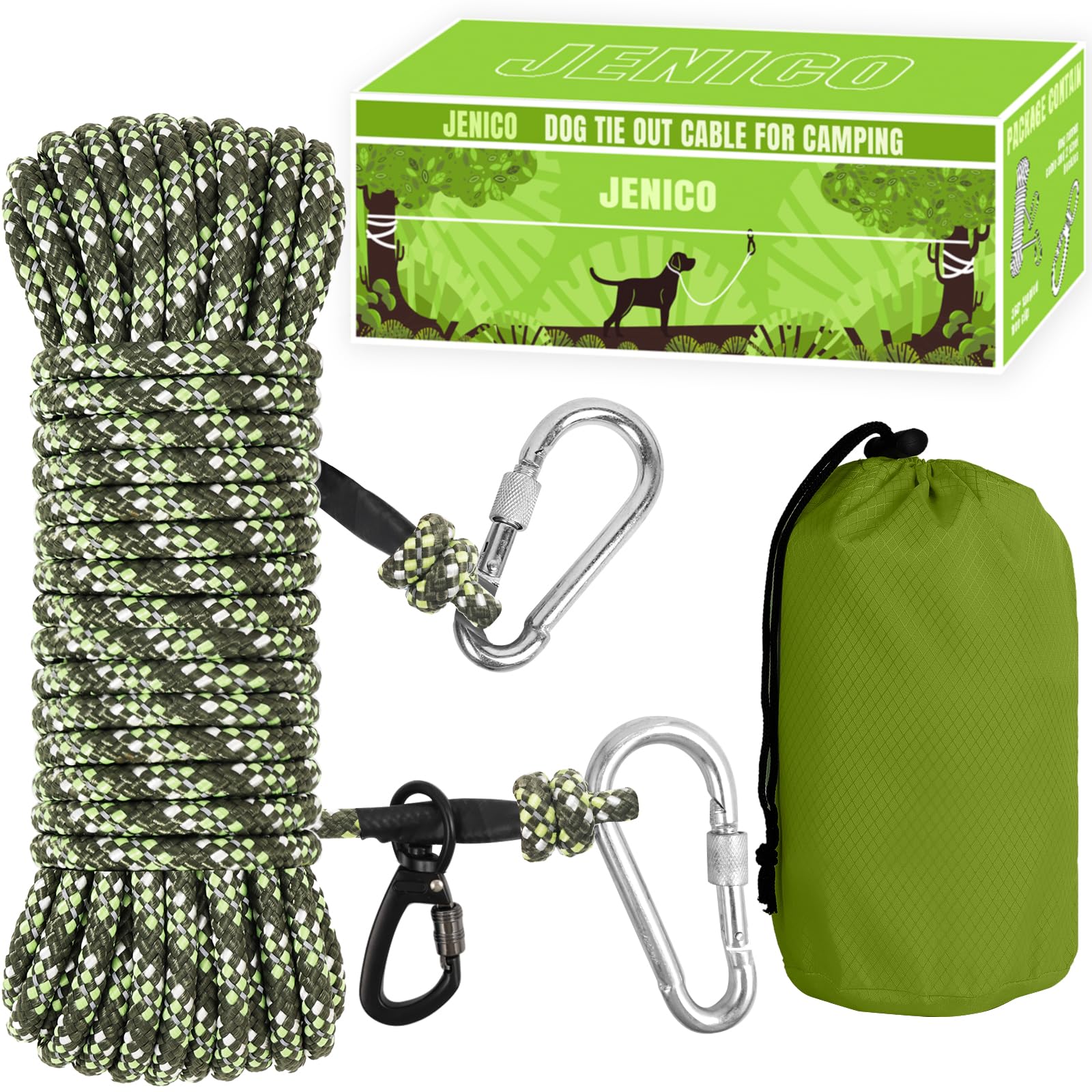 Dog Tie Out Cable for Camping - 100ft Dog Lead Dog Runner for Yard - Portable Trolley System for Large Small Dogs Outside