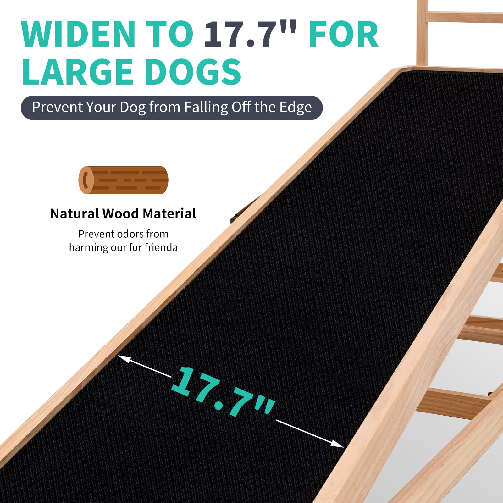 Dog Ramp, 5 Level Adjustable Wooden Folding Pet Ramp For Middle Bed, Couch,Suv-High Traction, Portable Paw Ramps For Small & Lar