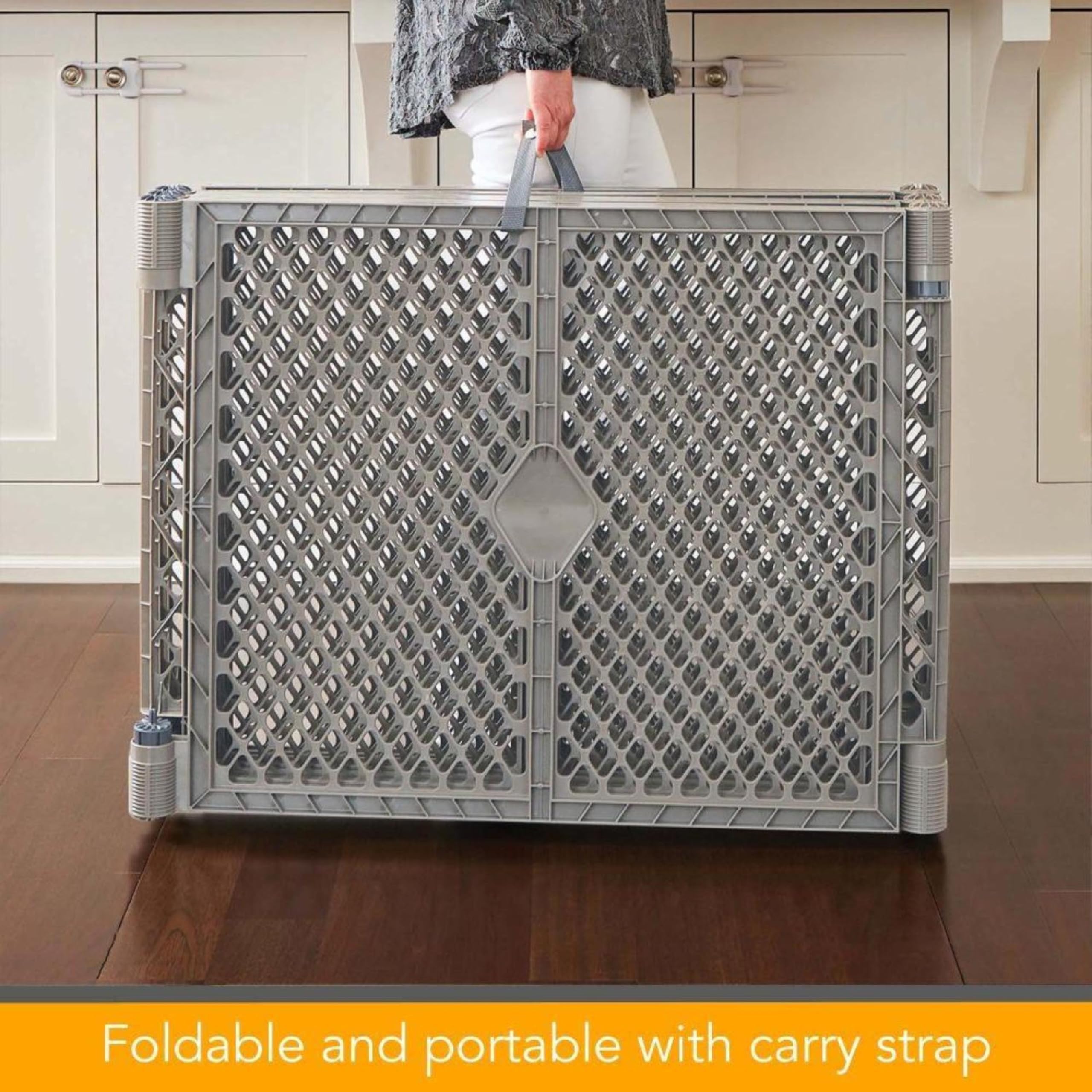 North States Mypet Petyard: 5.5 Ft. Wide Customizable Folding Dog Playpen Indoor/Outdoor. Made In Usa. 6-Panel Puppy Playpen. Fr