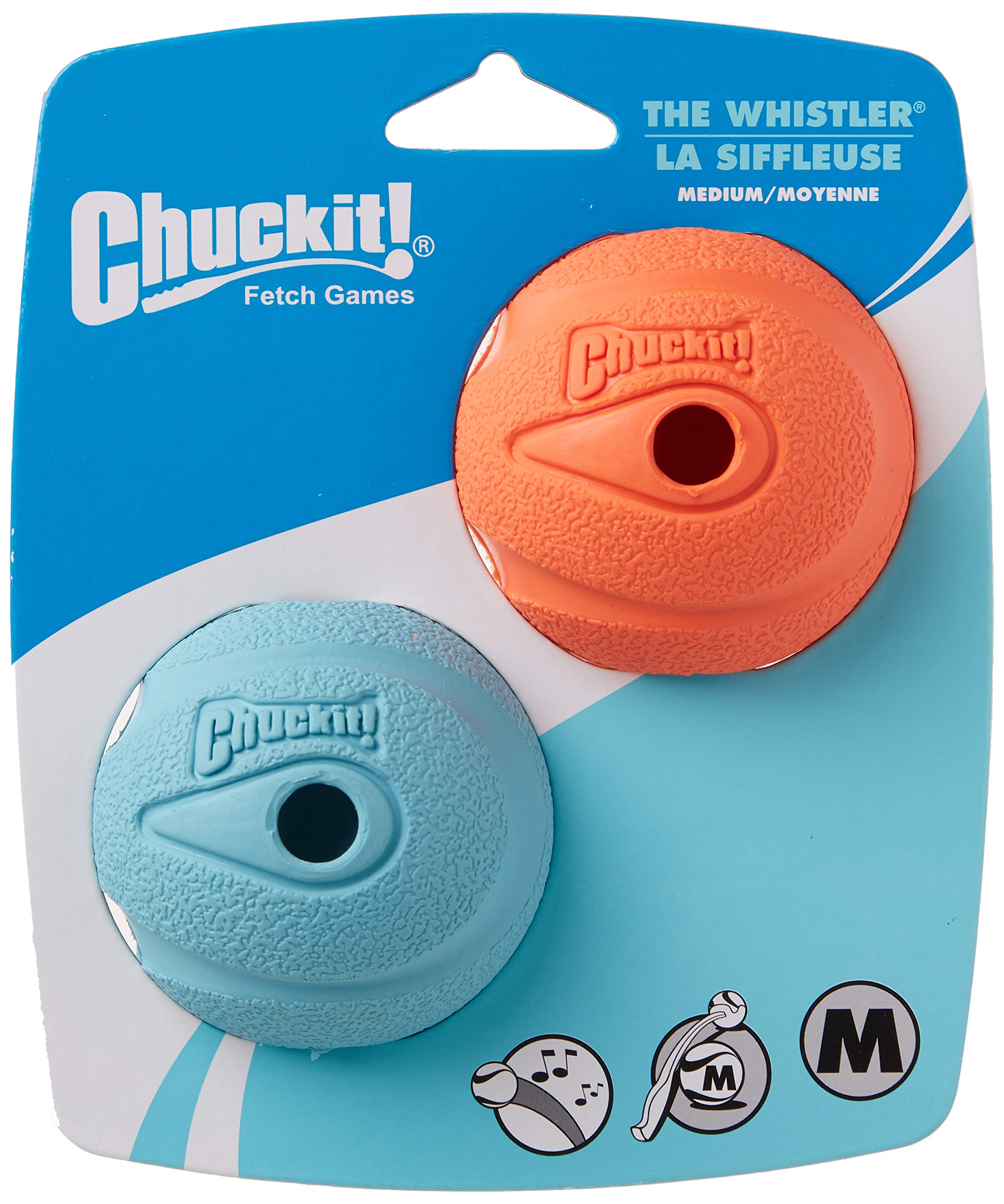 Chuckit! Dog Fetch Toy Whistler Ball Noisy Play Fits Launcher Medium 4 Balls2