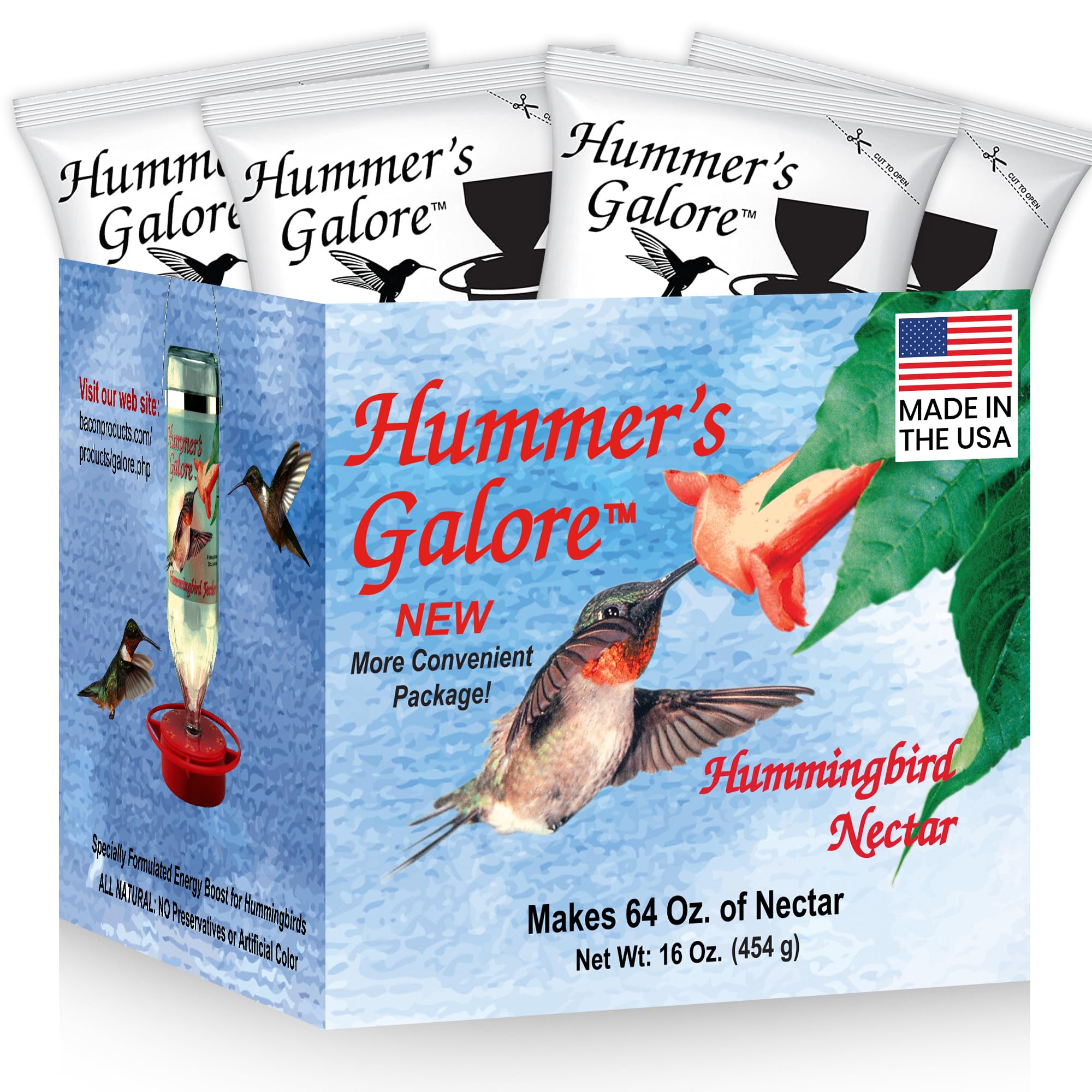 Hummers Galore Hummingbird Food - Ready-to-Mix Hummingbird Nectar, All-Natural Nectar Collector Formula, No Preservatives or Dy