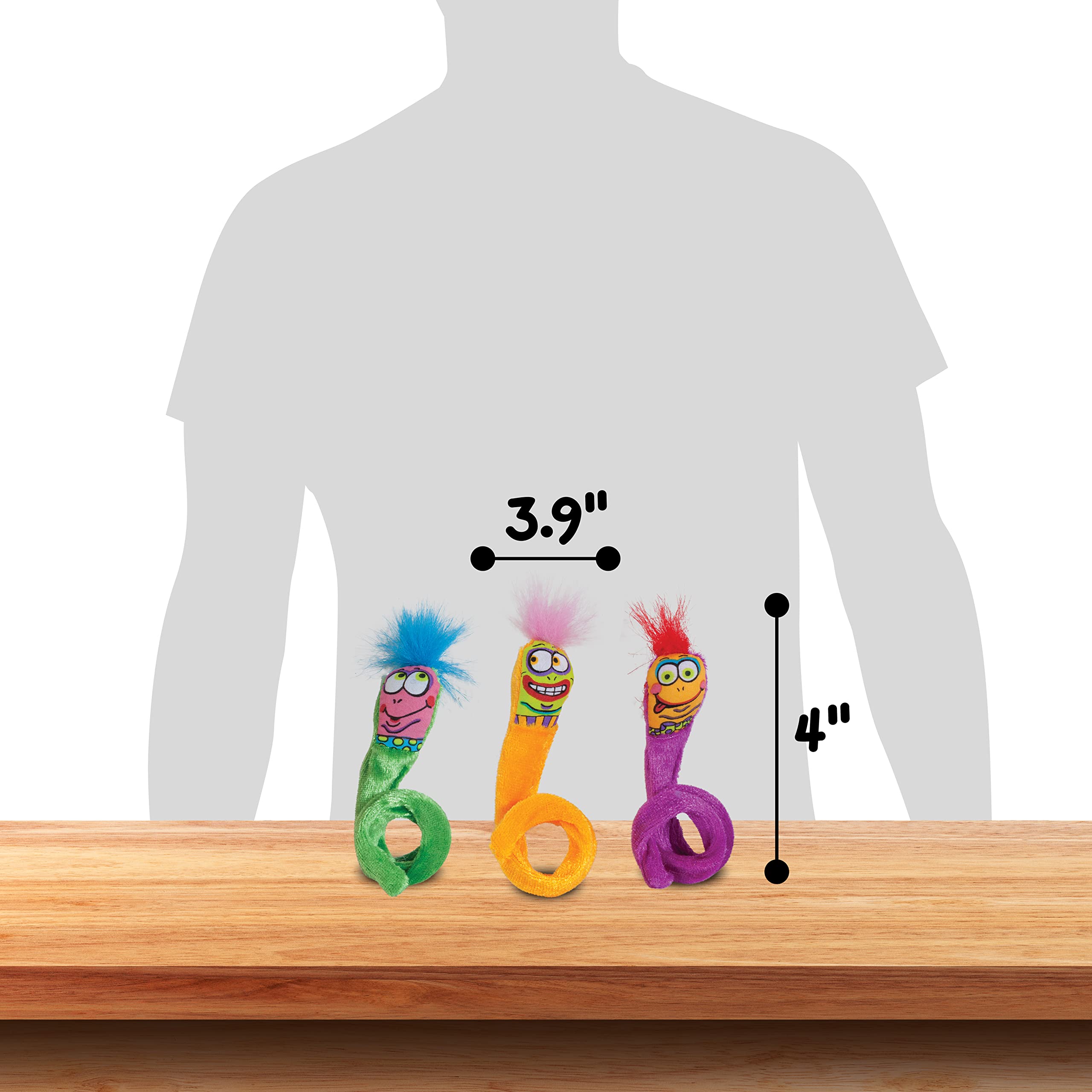 Doskocil Bamboo Pet Cam650037 2-Pack Fat Cat Springy Worms Catnip Toy