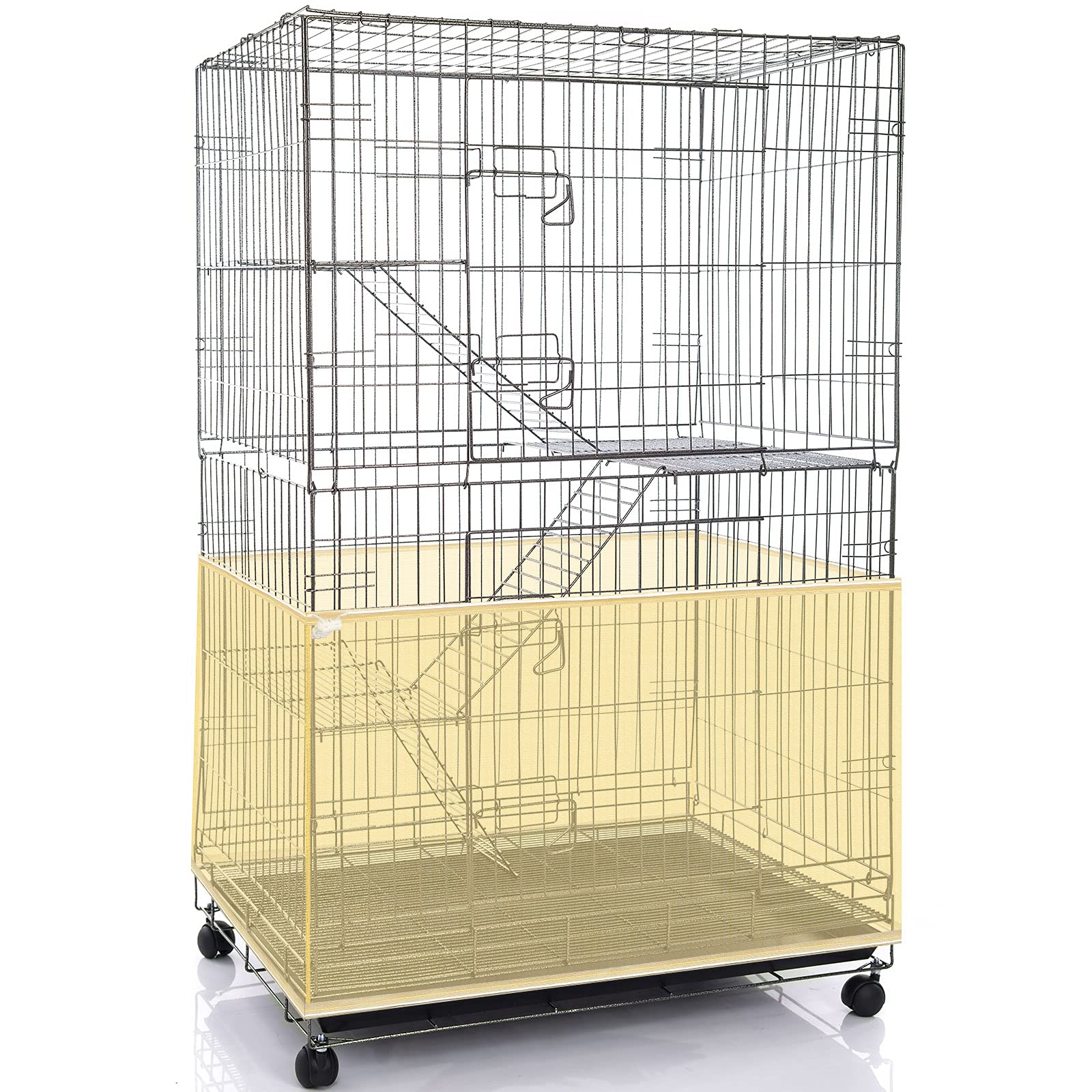 Shappy Large Bird Cage Seed Catcher,Bird Cage Cover Net Skirt Guard,Adjustable Soft Airy Mesh Net for Parrot Parakeet Macaw(118 