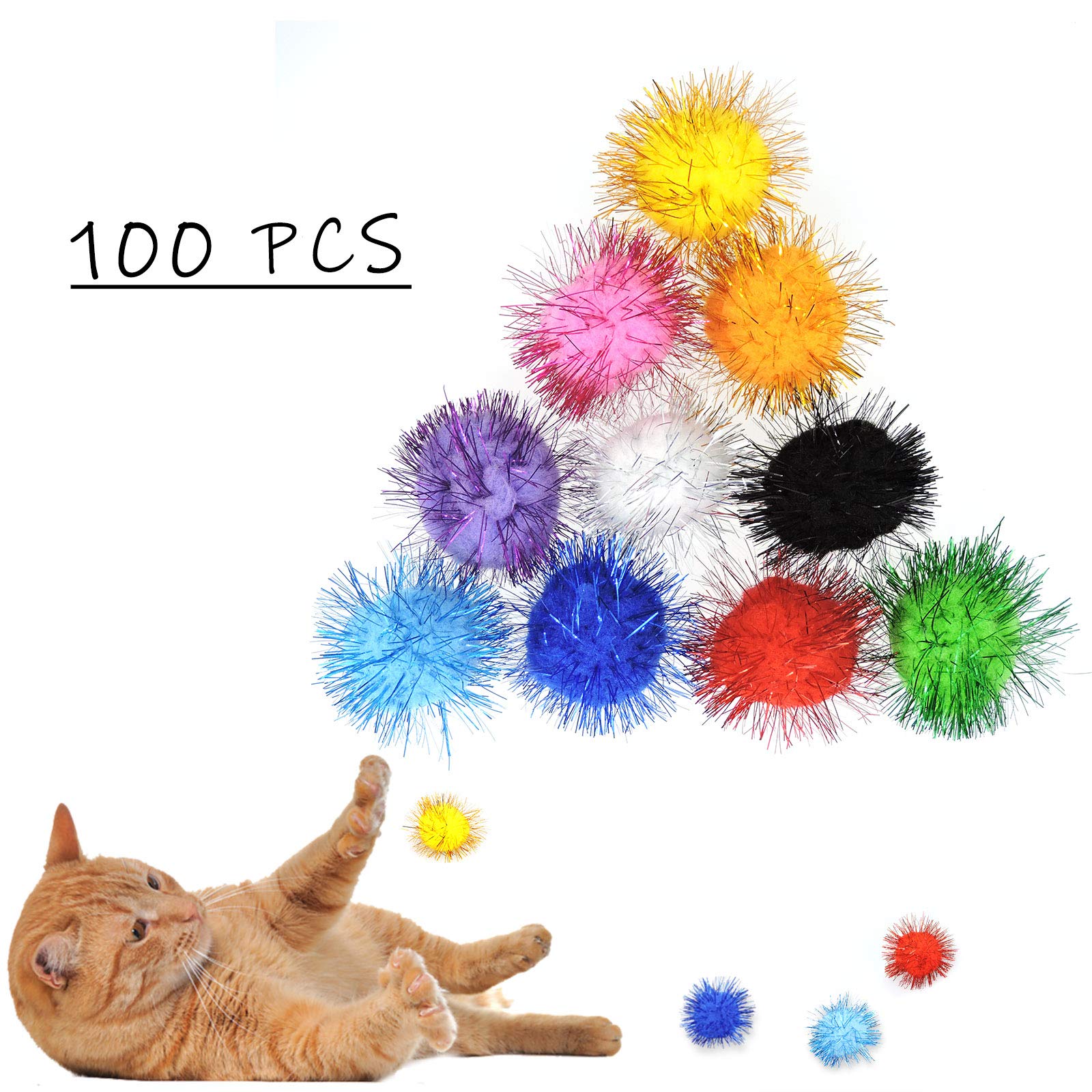 Andiker Cat Crinkle Balls, 2.36 Inches Colorful Cat Balls Chew And Chase Cat Mylar Crinkle Balls Lightweight Cat Toys For Indoor Cats To Keep Fit And Active (100Pc)