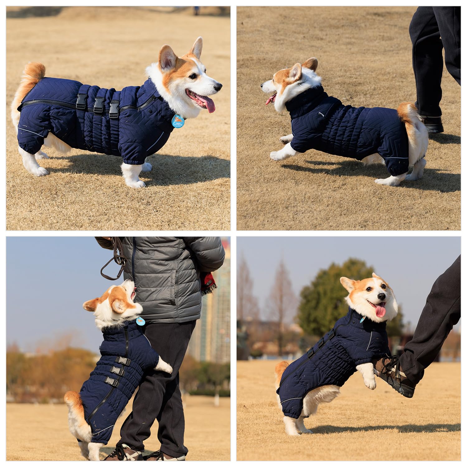 Warm Dog Coat Double Layers Dog Vest, 4 Legs Covered Windproof Waterproof Reflective Warm Dog Vest Outdoor Skating Dog Costume For Small Medium Large Dogs Olive M