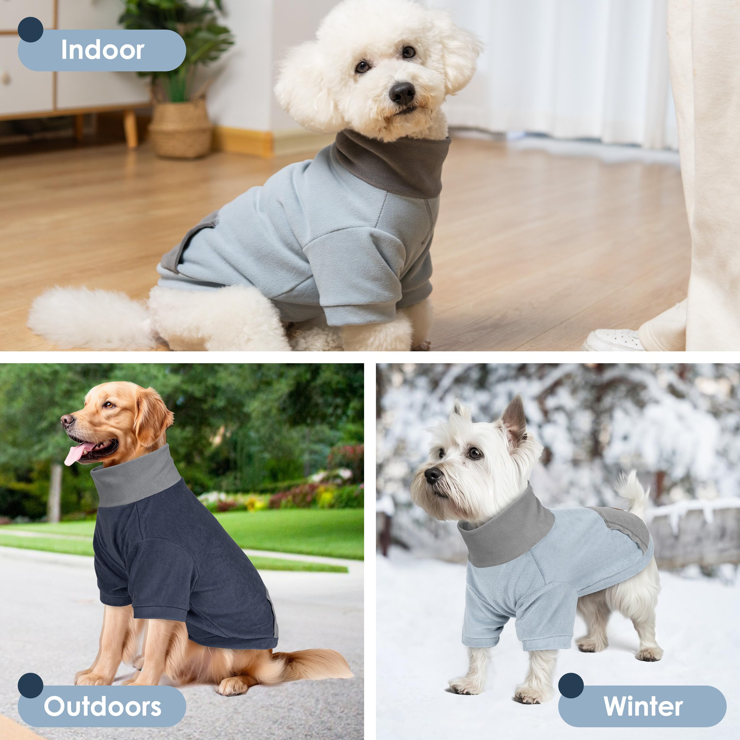 Cyeollo 2 Pack Fleece Dog Sweater, Soft Turtleneck Winter Sweater For Small Medium Dogs Male, Warm Dog Sweatshirt, Stretchy Comf