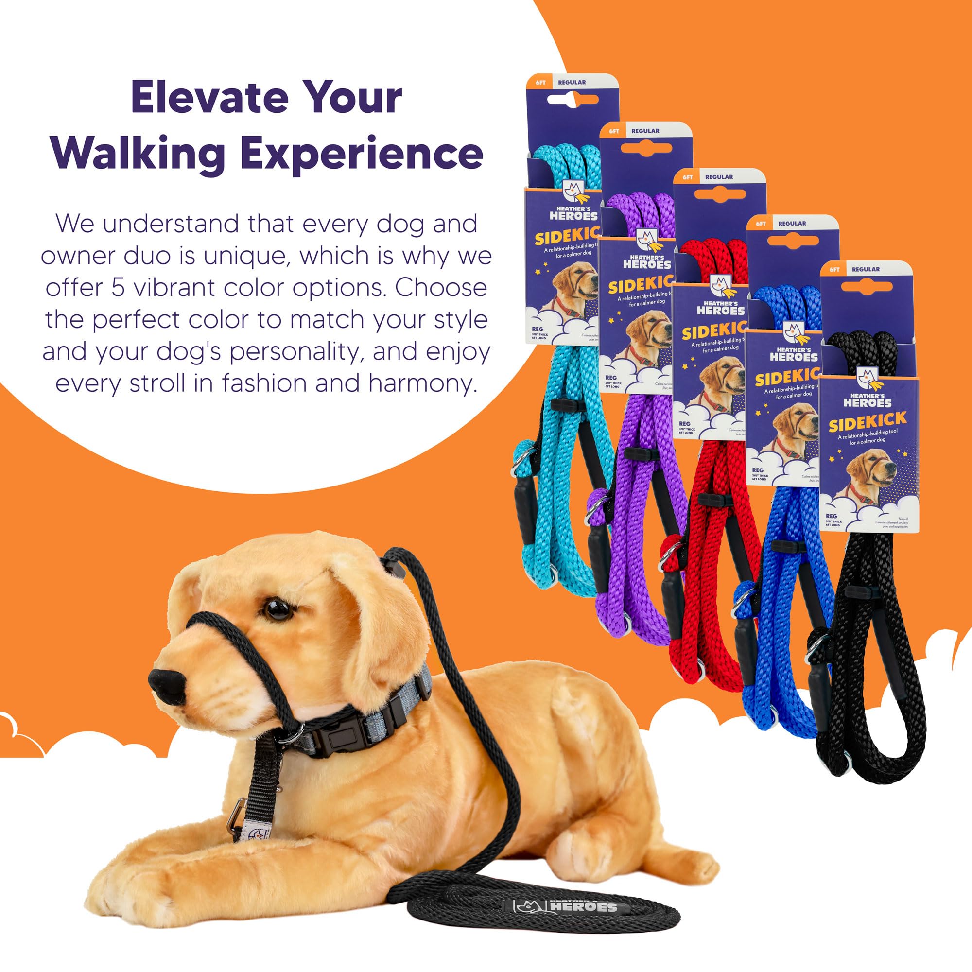 Heather'S Heroes The Sidekick No-Pull Leash Black