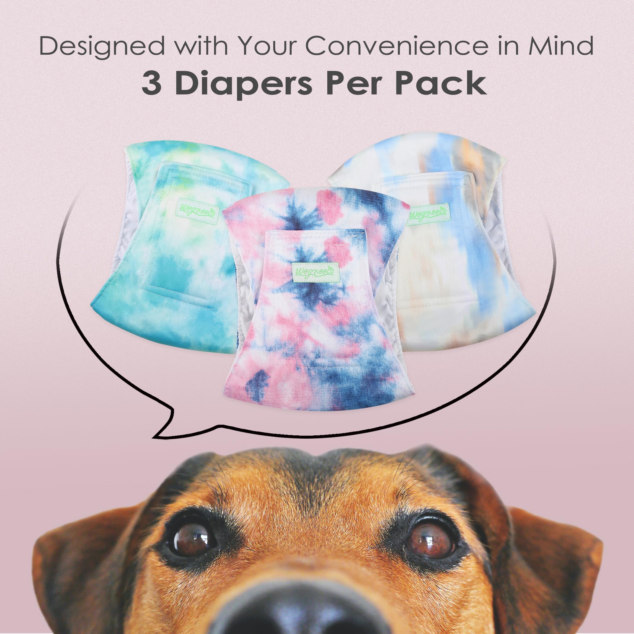 Wegreeco Washable Male Dog Belly Band (Stylish Pattern)- Pack Of 3 - Washable Male Dog Belly Wrap, Dog Diapers Male (Tie-Dye, Sky, Medium)