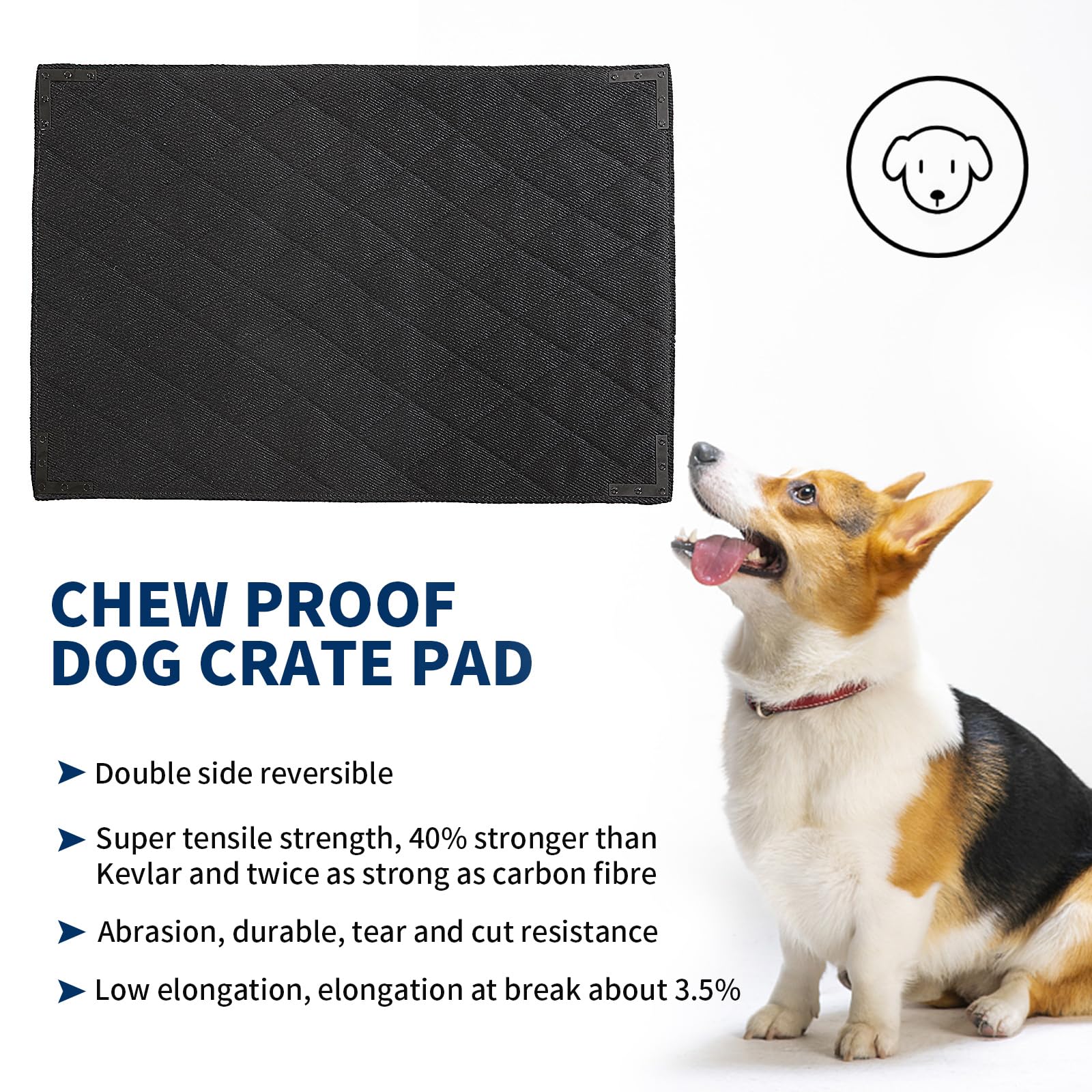 Balapet Durable Chew Proof Dog Bed With Metal Rivet Corner For Medium Dogs, Stable Kennel Pad Mat For Teething Puppy, Durable In