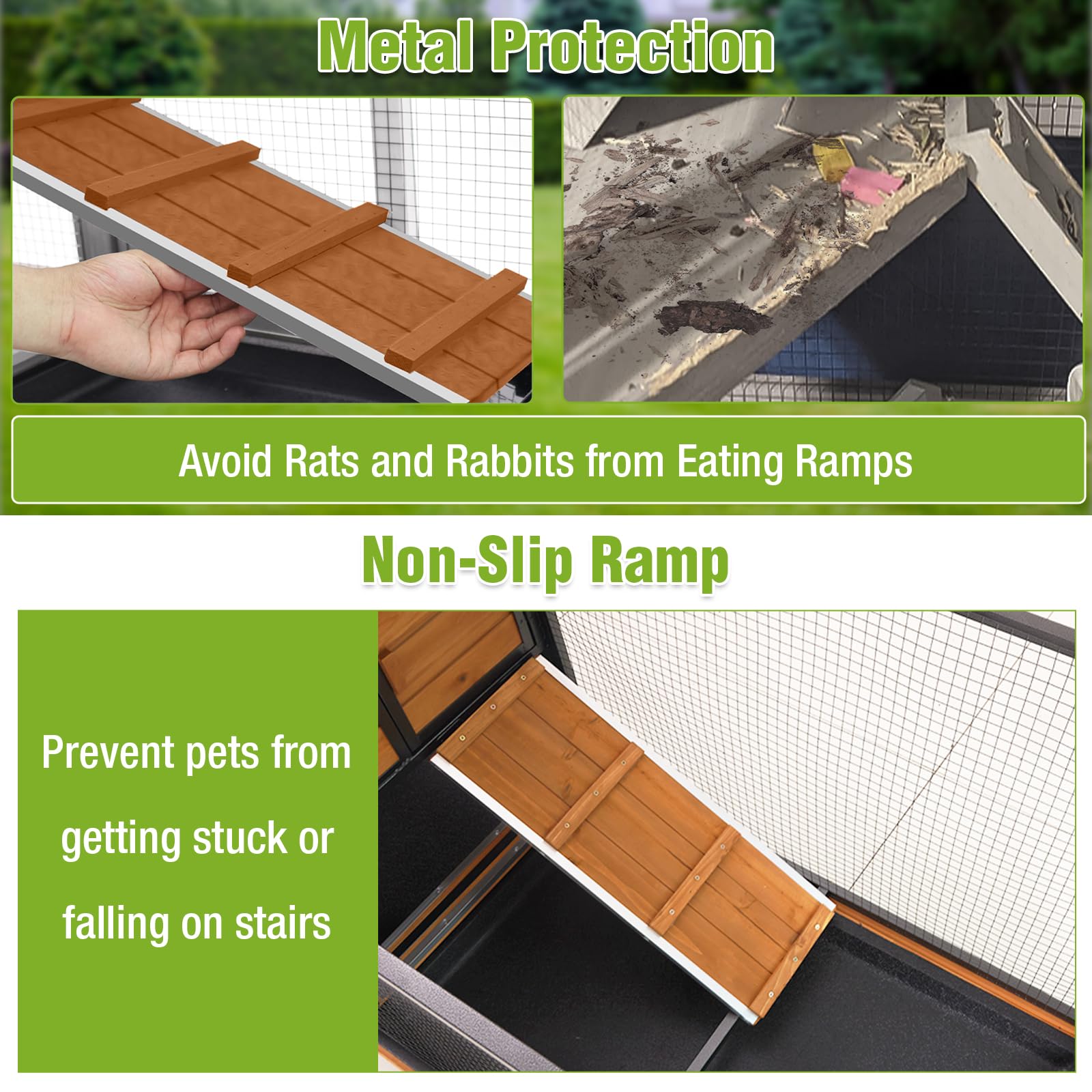 GUTINNEEN 2-Story Rabbit Hutch with Chew-Proof Full Metal Frame for Indoor/Outdoor - 62 '' Bunny Cage with 6 Locking Casters & 2