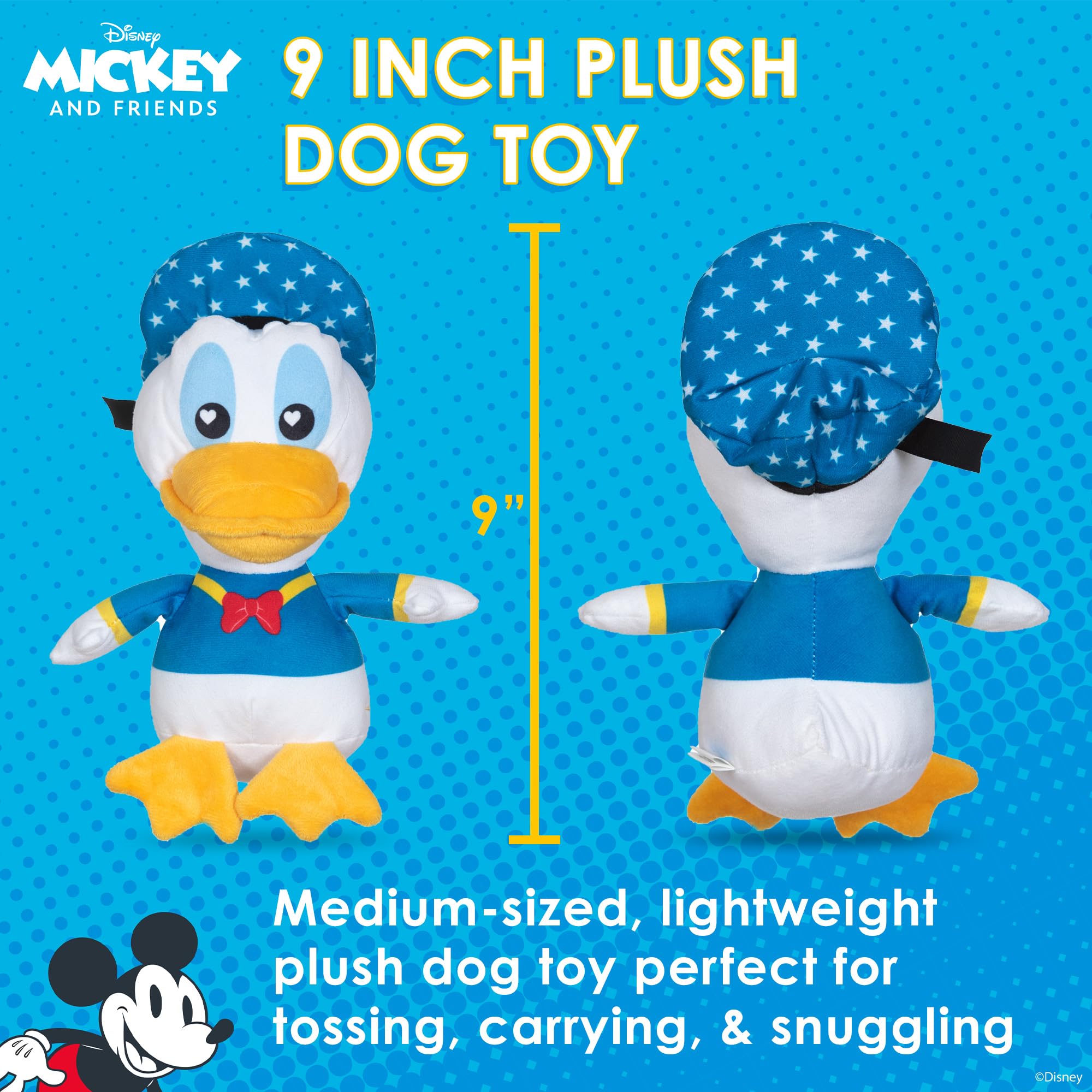 Disney For Pets Donald Duck Plush Squeaky Dog Toy 9In | Disney Dog Toys | Plush Squeaker Toy For Dogs Inspired By Donald Duck, D