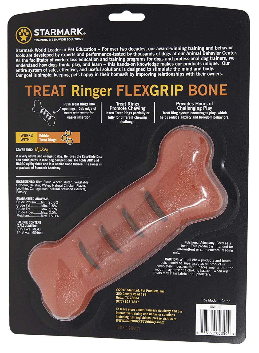 Starmark 2 Pack of Treat Ringer FlexGrip Bones, Large, Mental Stimulation Dog Treat Toys Made in The USA