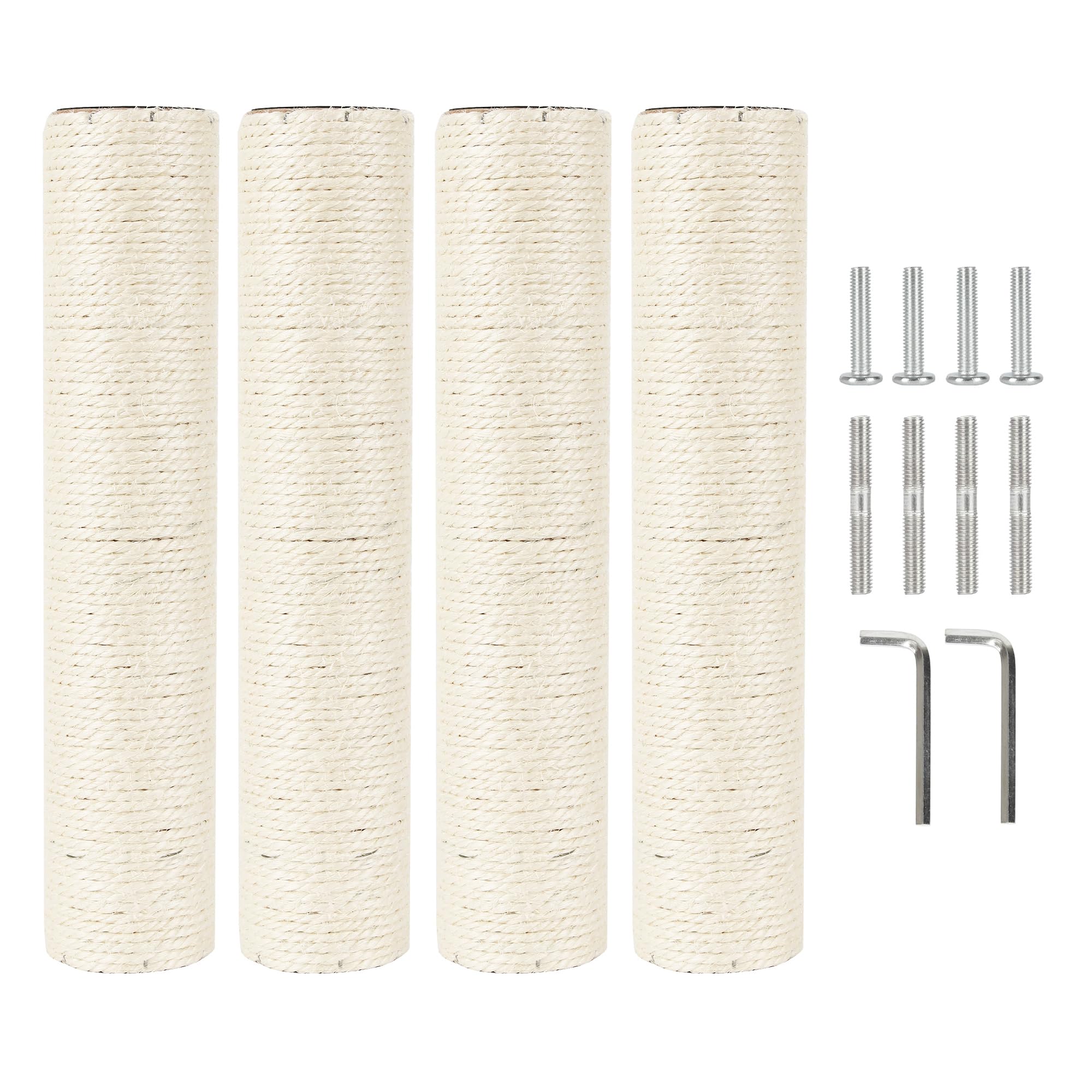 Neumiharo 4 Pcs 2.9In 7.4Cm Diameter Cat Tree Scratching Post Sisal Replacement Pole Parts (M8, 13.8In/35Cm)