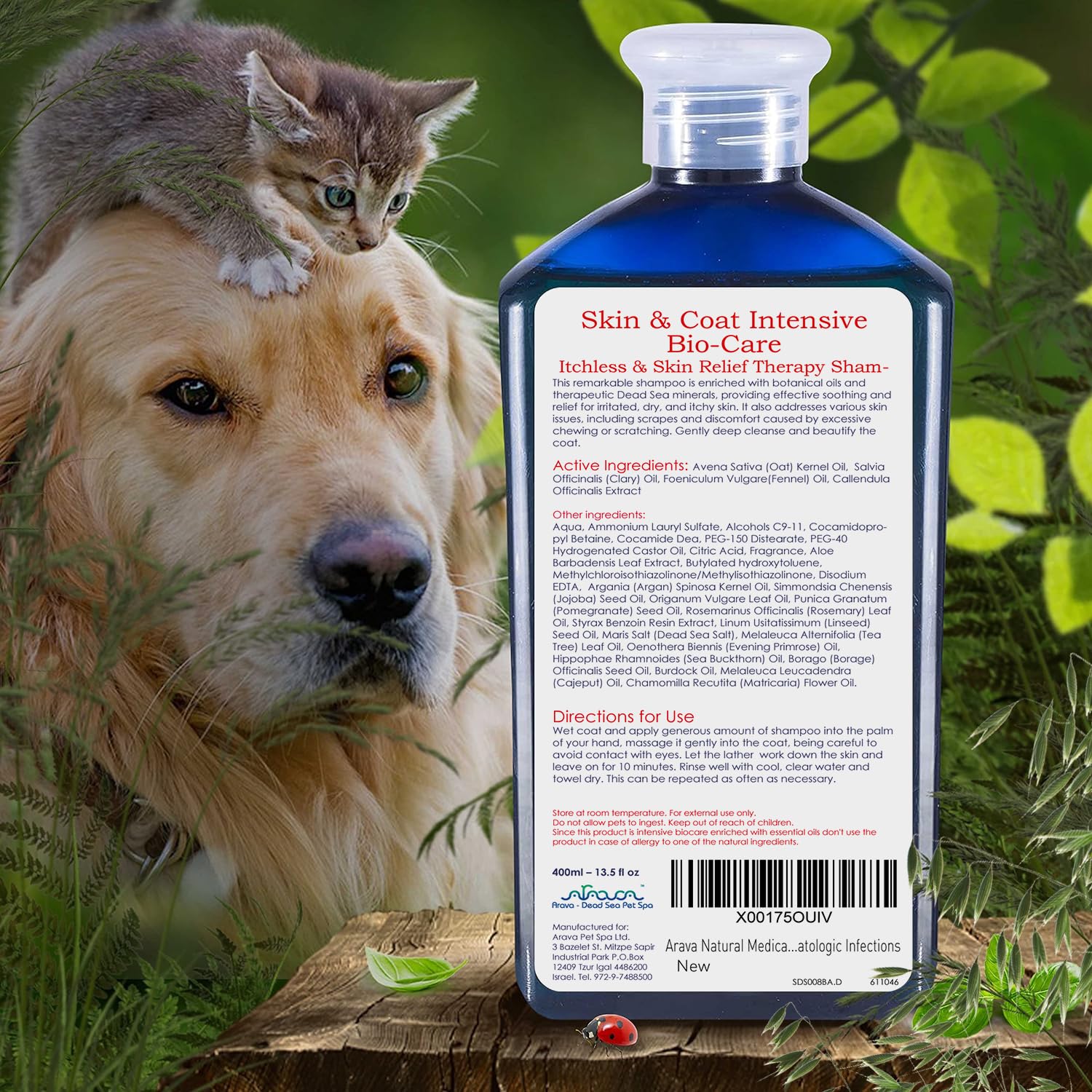 Arava Natural Medicated Dog Shampoo - Anti Yeast Anti Itch Dog Shampoo - Healthy Skin & Coat - First Aid In Hot Spots Ringworm S