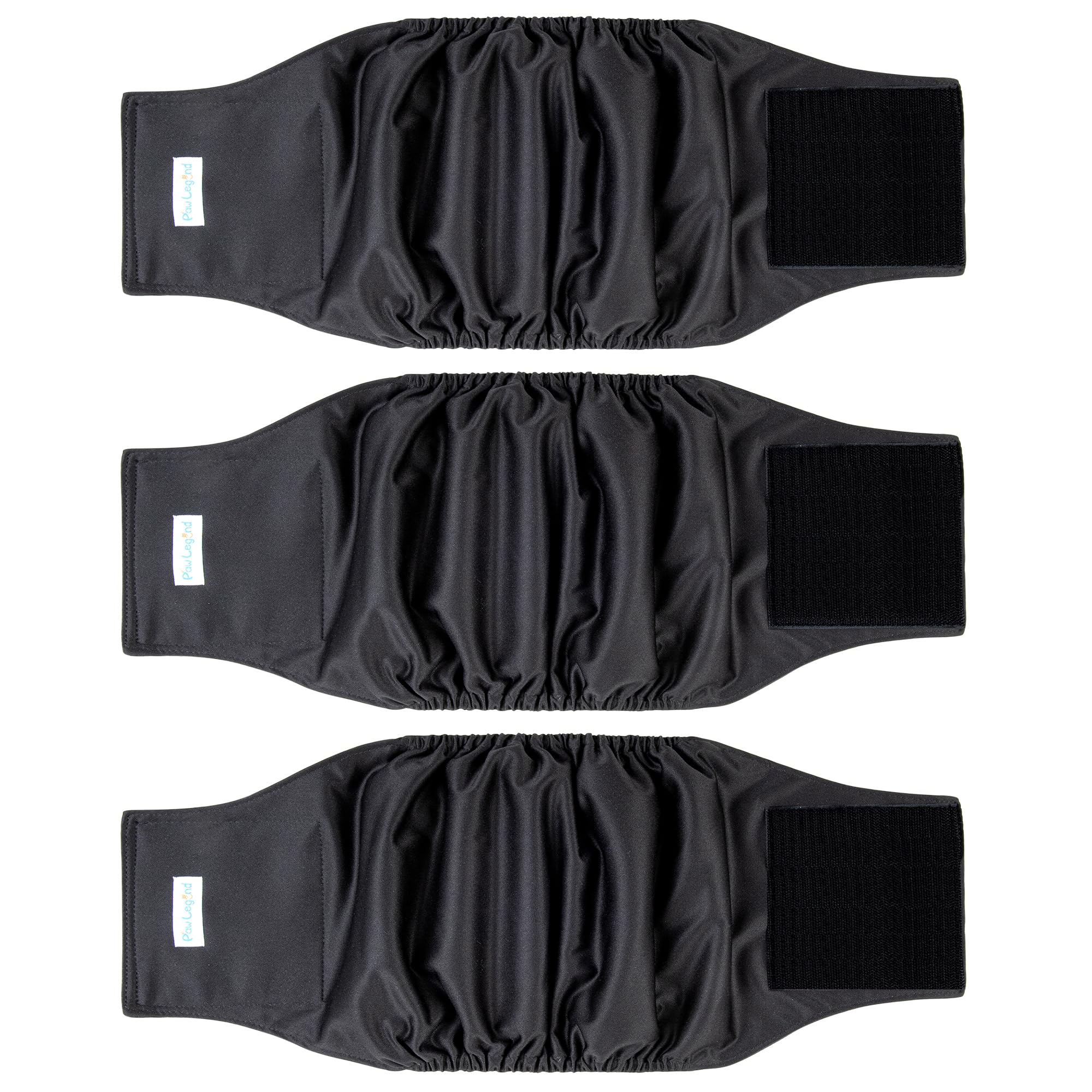 Paw Legend Washable Dog Belly Band Wrap Diapers For Male Dog | High Absorbing Puppy & Doggy Diapers Male (3 Pack,Black,Black,Black,Xx-Large)