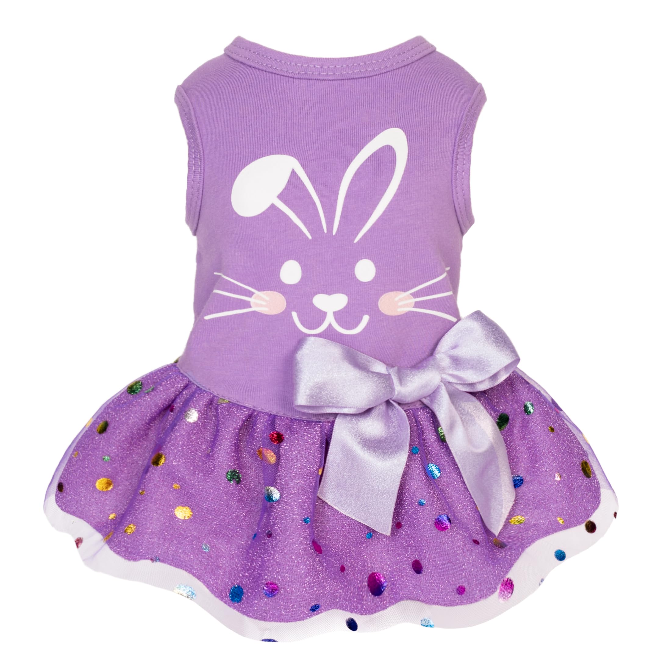 Fitwarm Easter Bunny Dog Dress, Holiday Dog Clothes For Small Dogs Girl, Pet Easter Outfit, Purple, White, Xxs