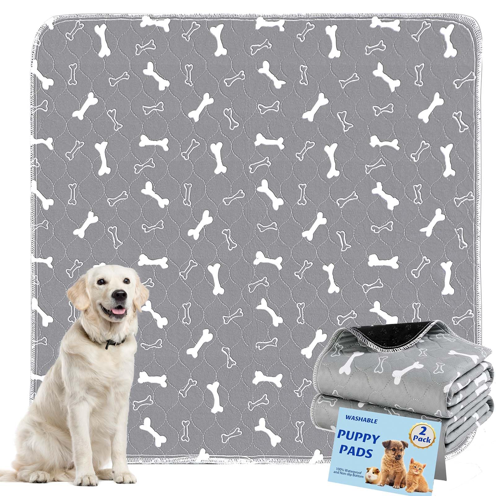 Baodan Washable Pee Pads For Dogs Large 48' X 48' 2-Pack Reusable Puppy Pads Pet Training Pads, Fast Absorb Dog Mats, Waterpro