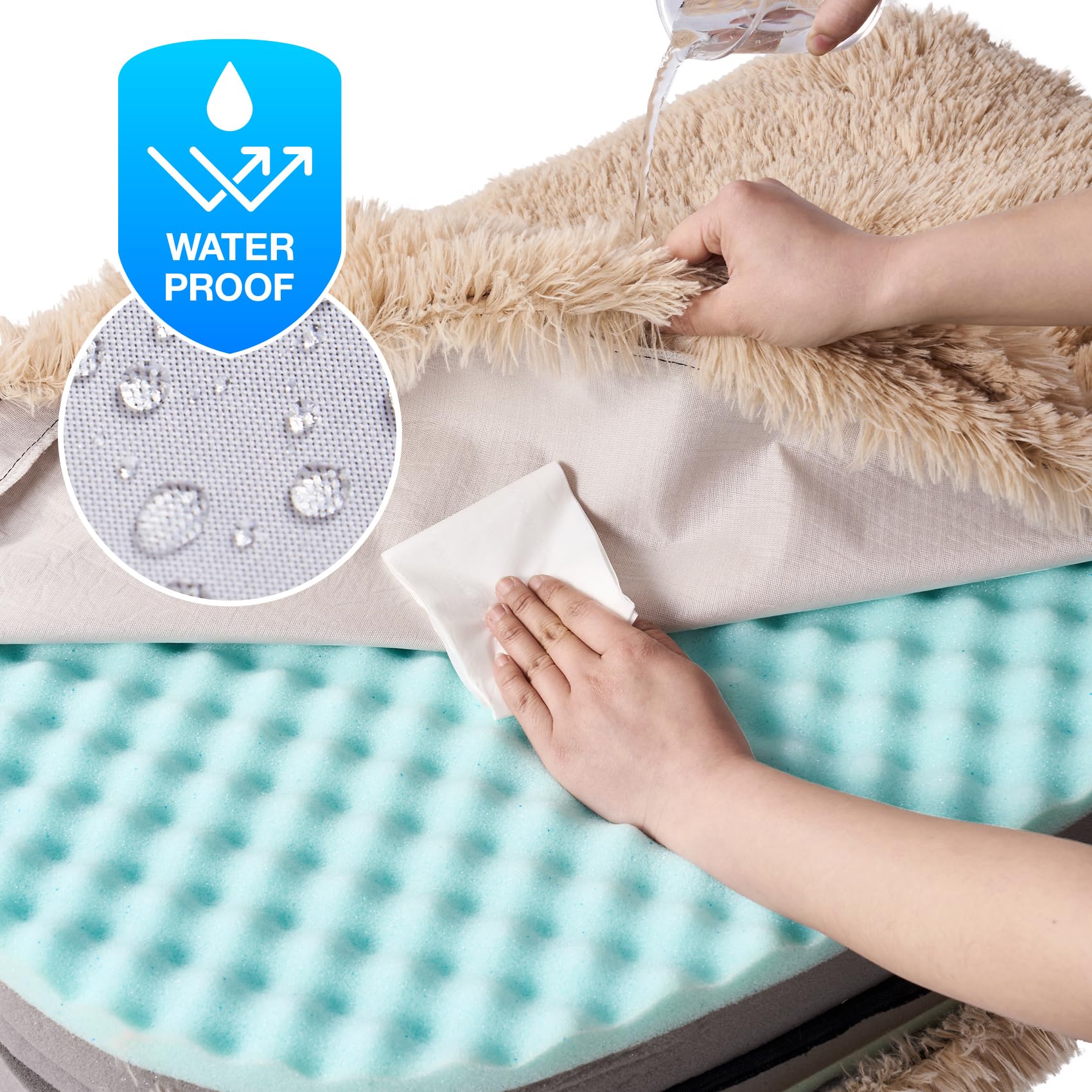 Eheyciga Foldable Human Dog Bed, Orthopedic Memory Foam Human Sized Dog Bed, Waterproof Pet Bed For People, Faux Fur Pet Couch F