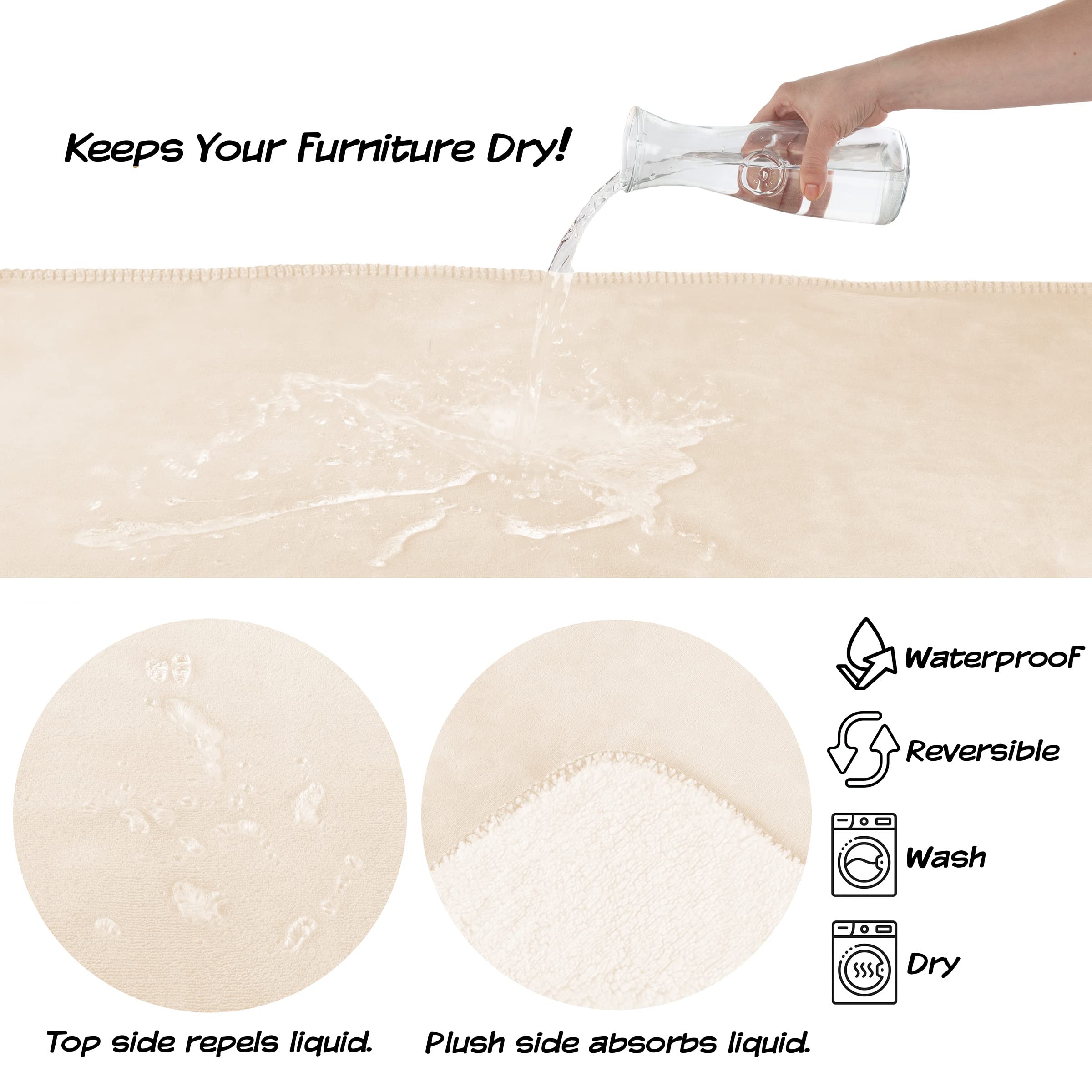 PETMAKER Waterproof Pet Blanket - 50x60-Inch Reversible Sherpa Fleece Throw Protects Couches, Cars, and Beds from Spills, Stains