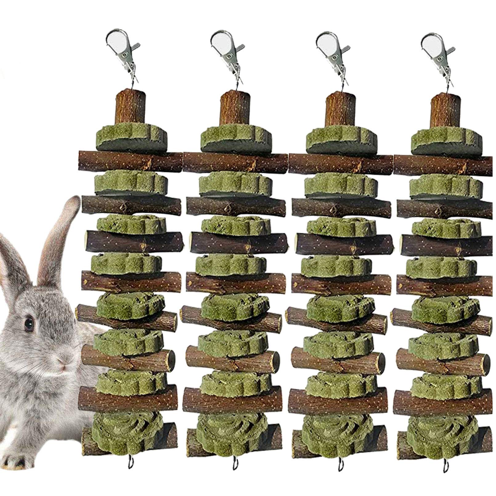 PINVNBY Bunny Chew Toys for Teeth Natural Organic Fruitwood Rabbits Cage Molar Sticks for Chinchillas, Guinea Pigs, Hamsters, Pa