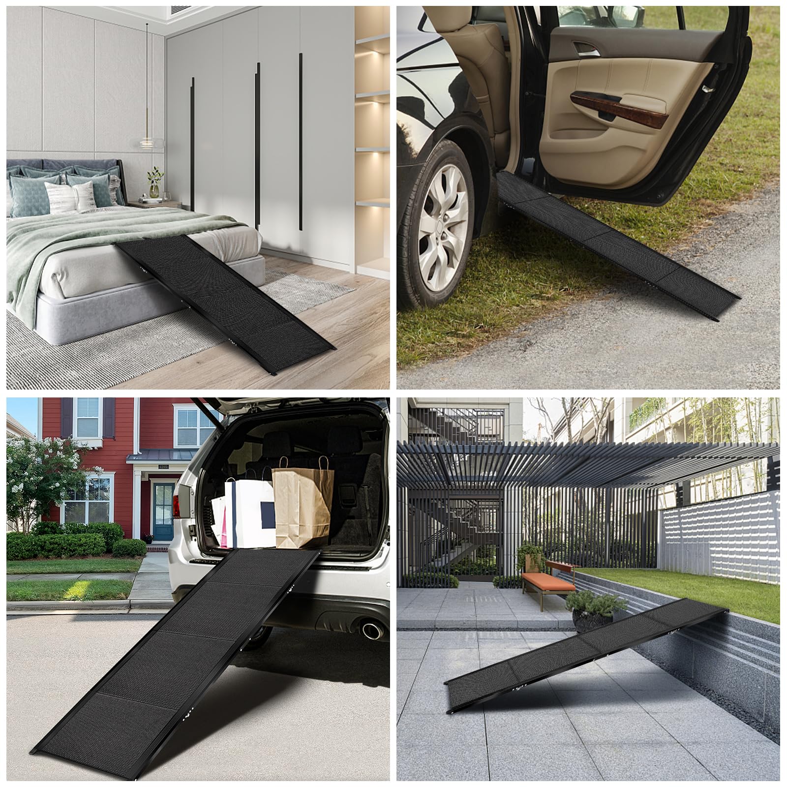 Voistino 71”L*19.7”W Extra Wide & Long Dog Ramp For Car Truck Suv, Portable Folding Pet Ramps For Small Medium Large Dogs And Cats, Lightweight Aluminum Frame, Supports Up To 155 Lbs