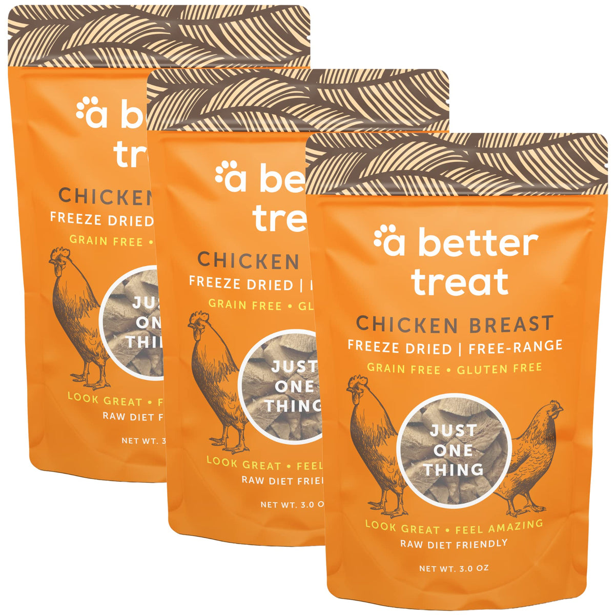 A Better Treat - Freeze Dried Chicken Breast Dog Treats, Free Range, Single Ingredient | Natural Healthy High Value | Gluten Free, Grain Free, High Protein, Diabetic Friendly | Made In The Usa