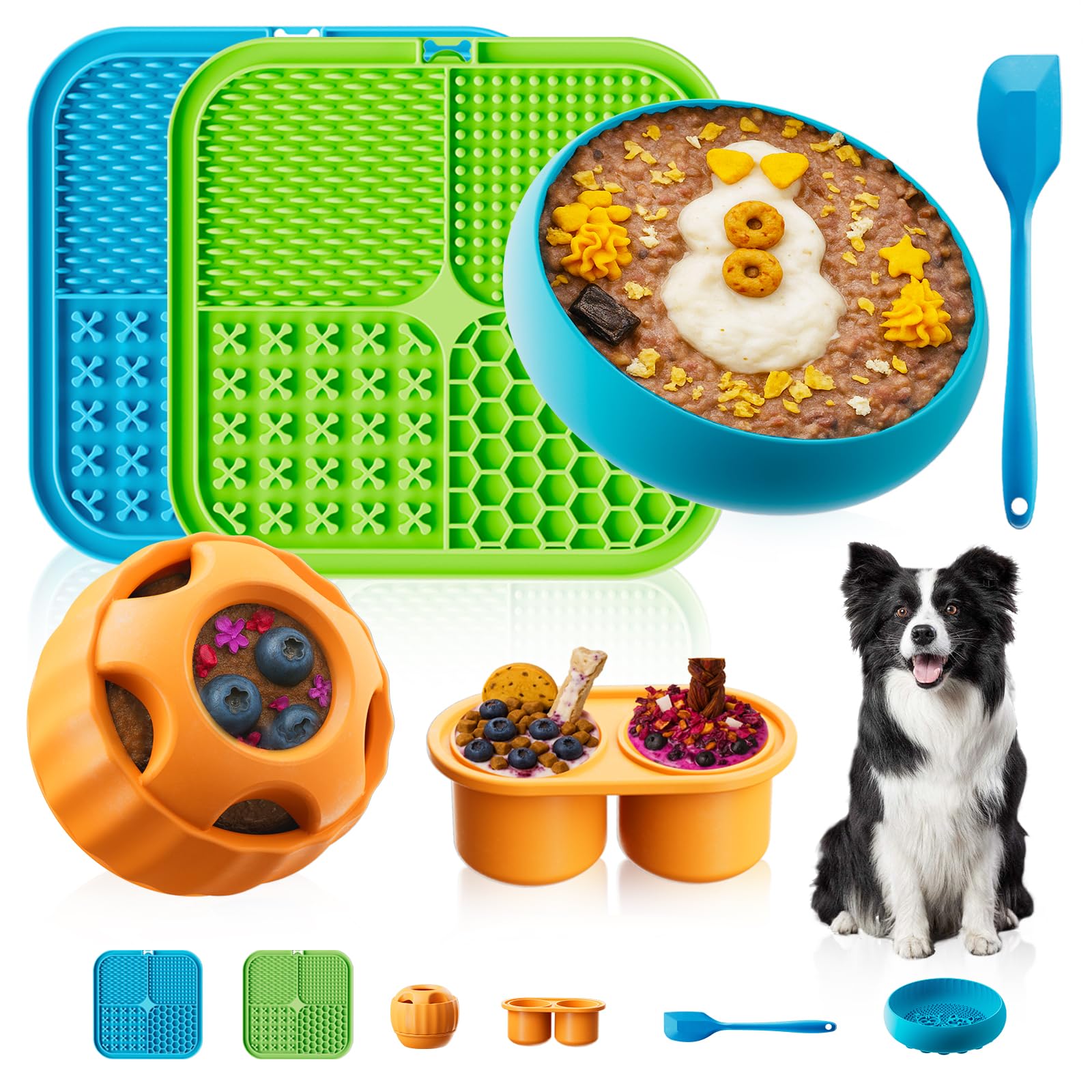 KILIN Dog Enrichment Toys 6 Pack - Dog Toys to Keep Them Busy, Lick Mat, Ball & Bowl with Peanut Butter, Frozen Treat Puzzle Dis