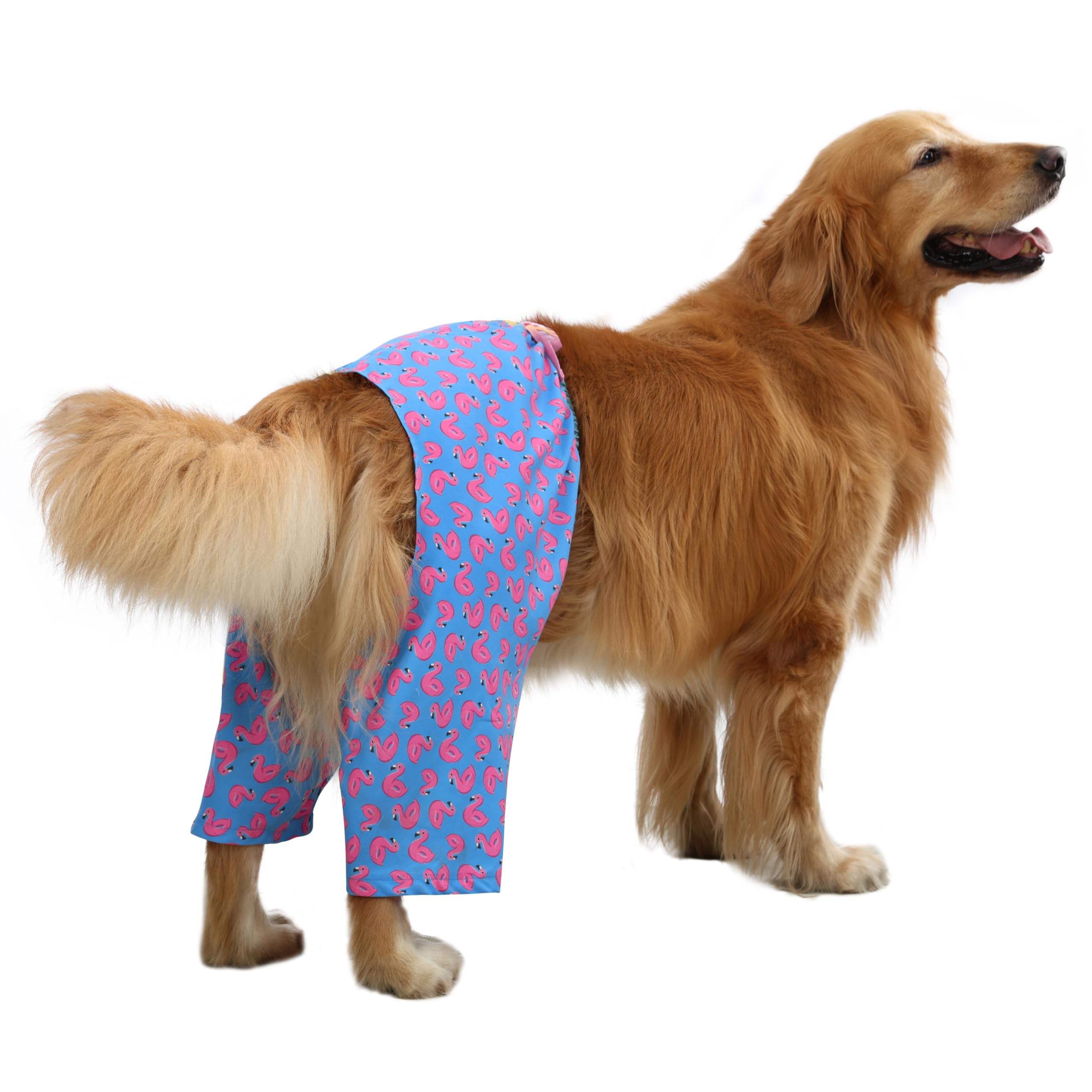 Hde Dog Swim Trunks Hawaiian Board Shorts Beach Pool Swimsuit For Xs To Xxl Dogs Flamingos - Xl