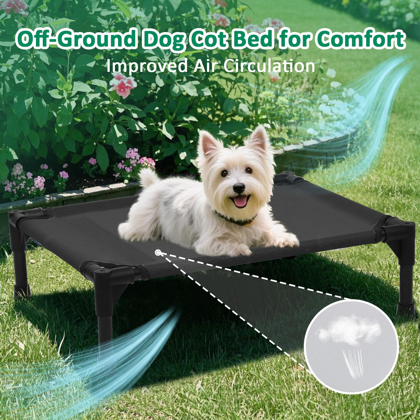 Kmfyzye Small Elevated Dog Bed Outdoor, Raised Pet Bed Off Ground, Cooling Dog Place Bed With Washable Mesh & Non Slip Feet, Pet