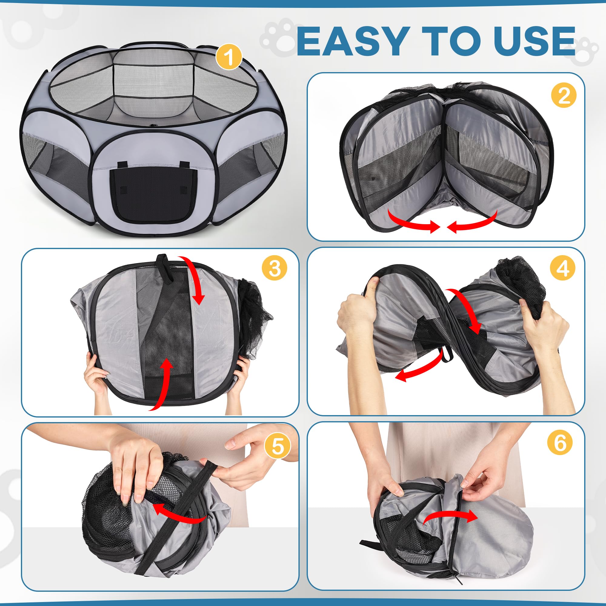 Soft Breathable Small Animal Playpen With Zipper Cover - Portable Rabbit/Bunny Pen & Chick Brooder Box, Lightweight Enclosure Fo