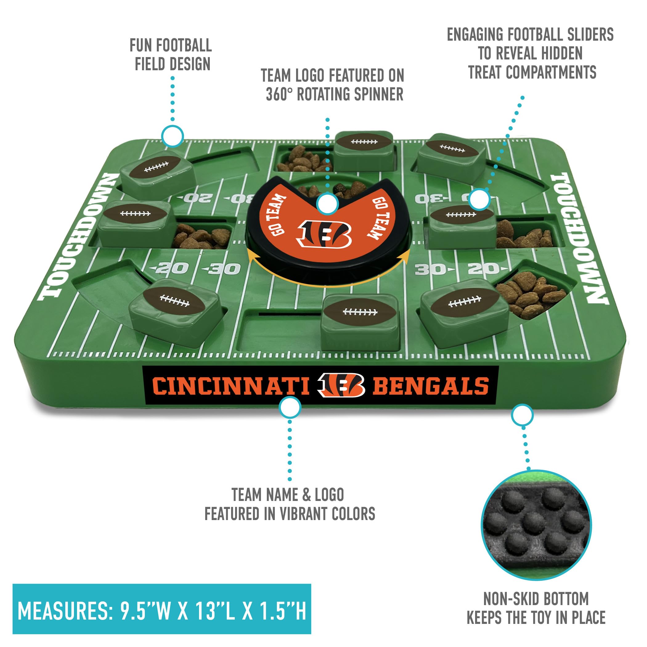 Pets First Nfl Cincinnati Bengals Large Puzzle Toy, New Size, Interactive Dog Slow Feeding Toy