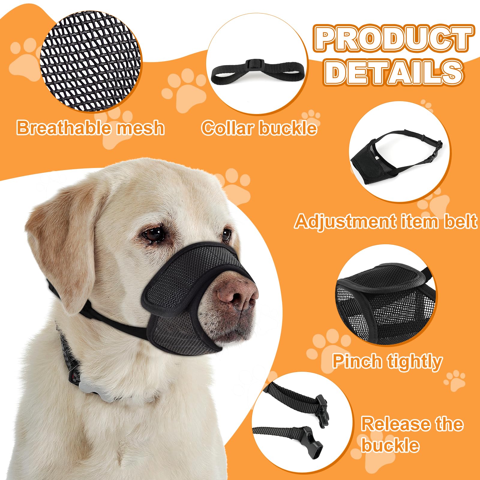 Yingphia Dog Muzzle, Soft Mesh Muzzle For Small Medium Large Dogs,Chihuahua German Shepherd Bulldog,Breathable And Drinkable Muz
