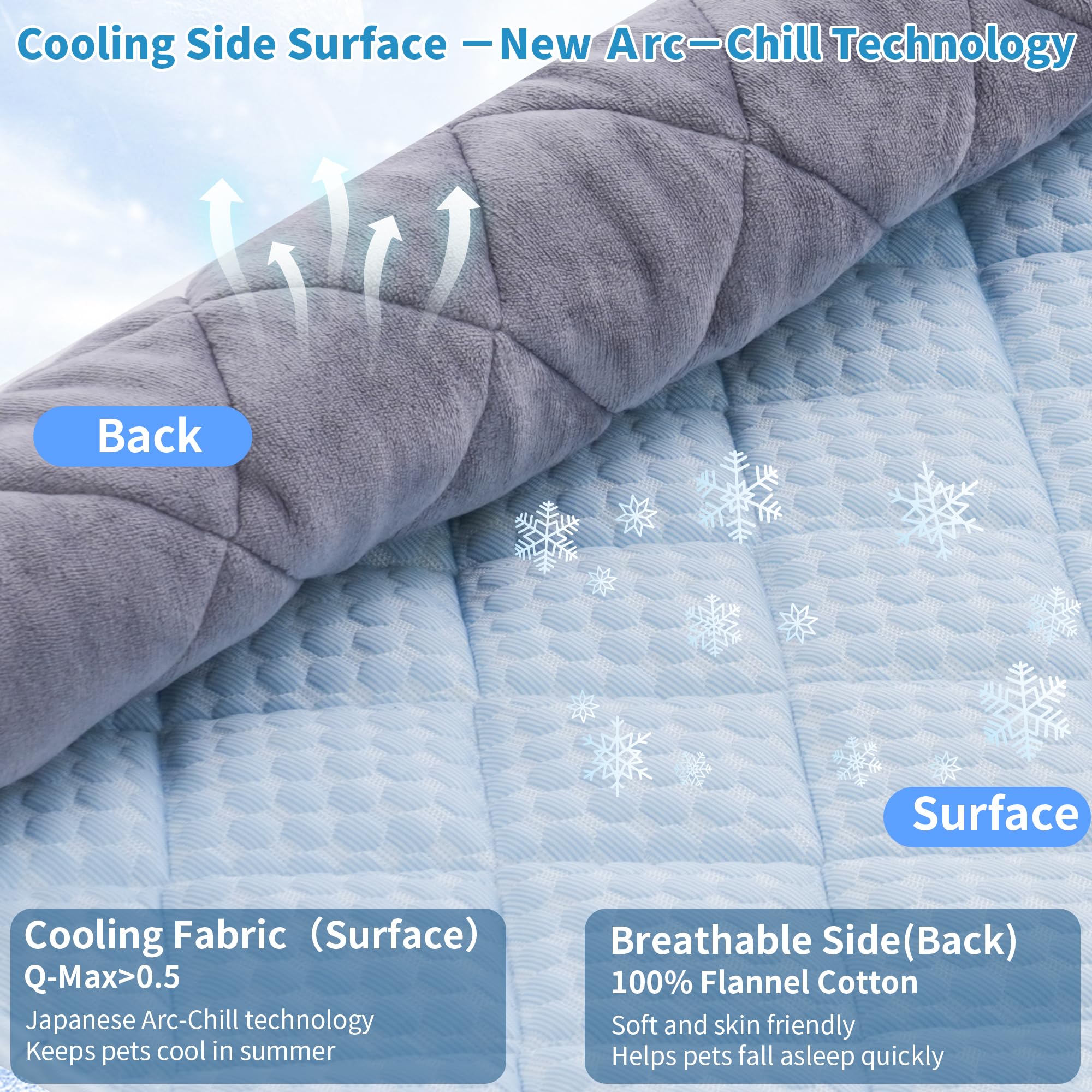 Dog Cooling Mat, Washable Cooling Mat For Dog, Foldable Kennel Pet Bed, Cool Pad (Cool &Warm Surface) For All Seasons Use, Pet P